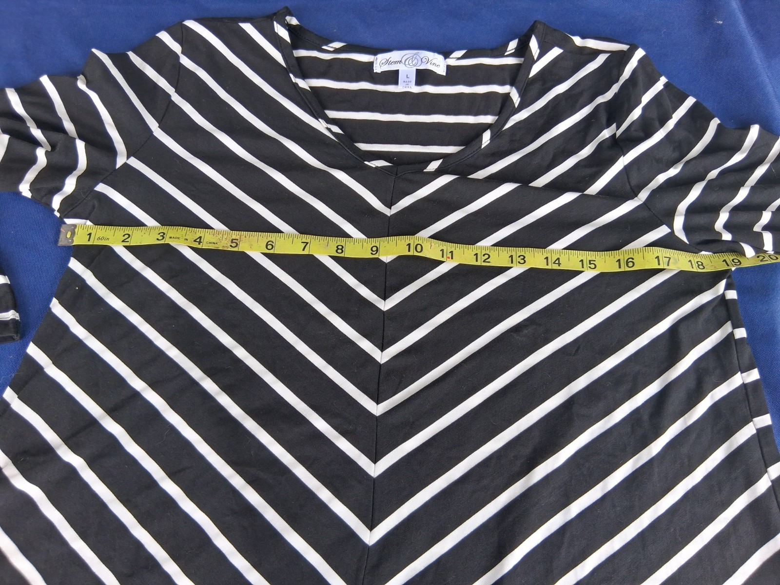 Stem And Vine Chevron Stripe Womens Large 3/4 Sleeves
