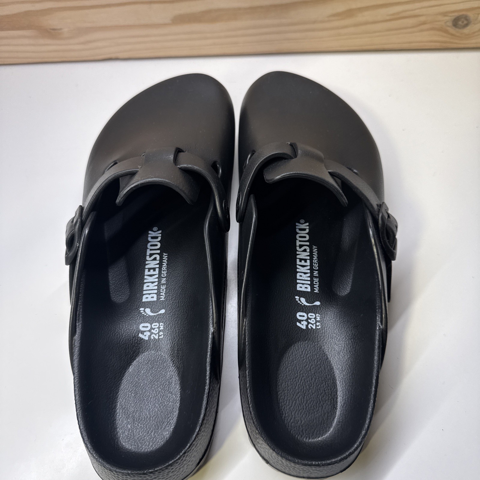 Birkenstock Boston EVA Clogs Men 7 Woman’s 9 Black Slip On Sandals Germany (New)