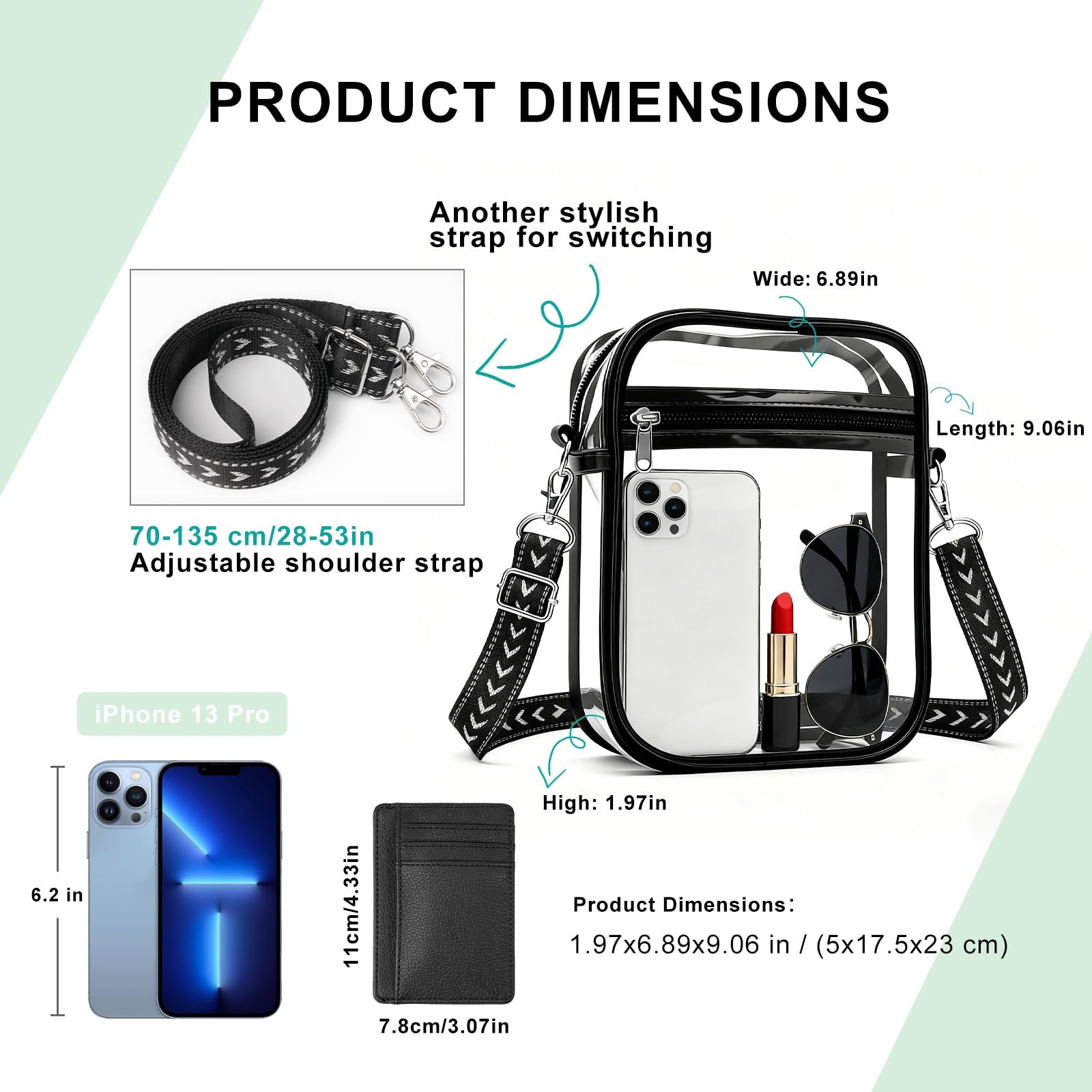 Clear Crossbody Purse Bag Stadium Approved Concert Sports Bag for Women