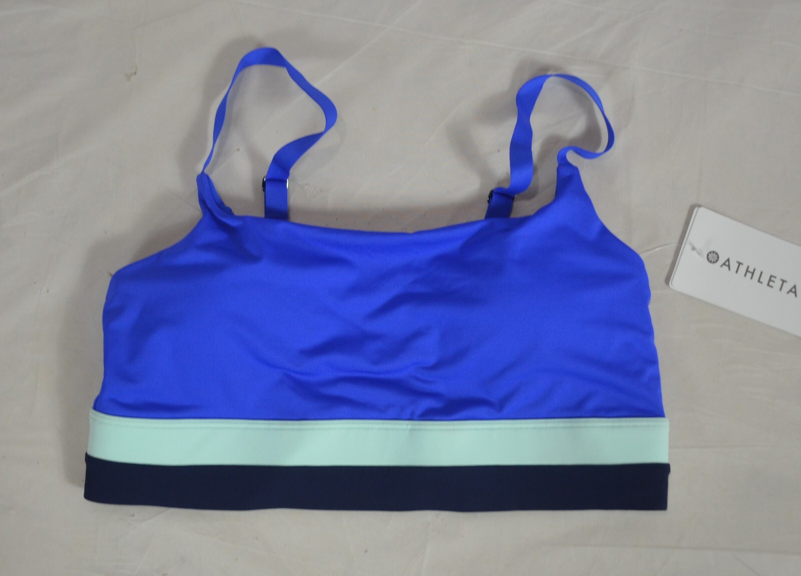 NWT $59 Athleta Size M A-C Cerulean Blue Coastline Bikini Swimsuit Top #988607