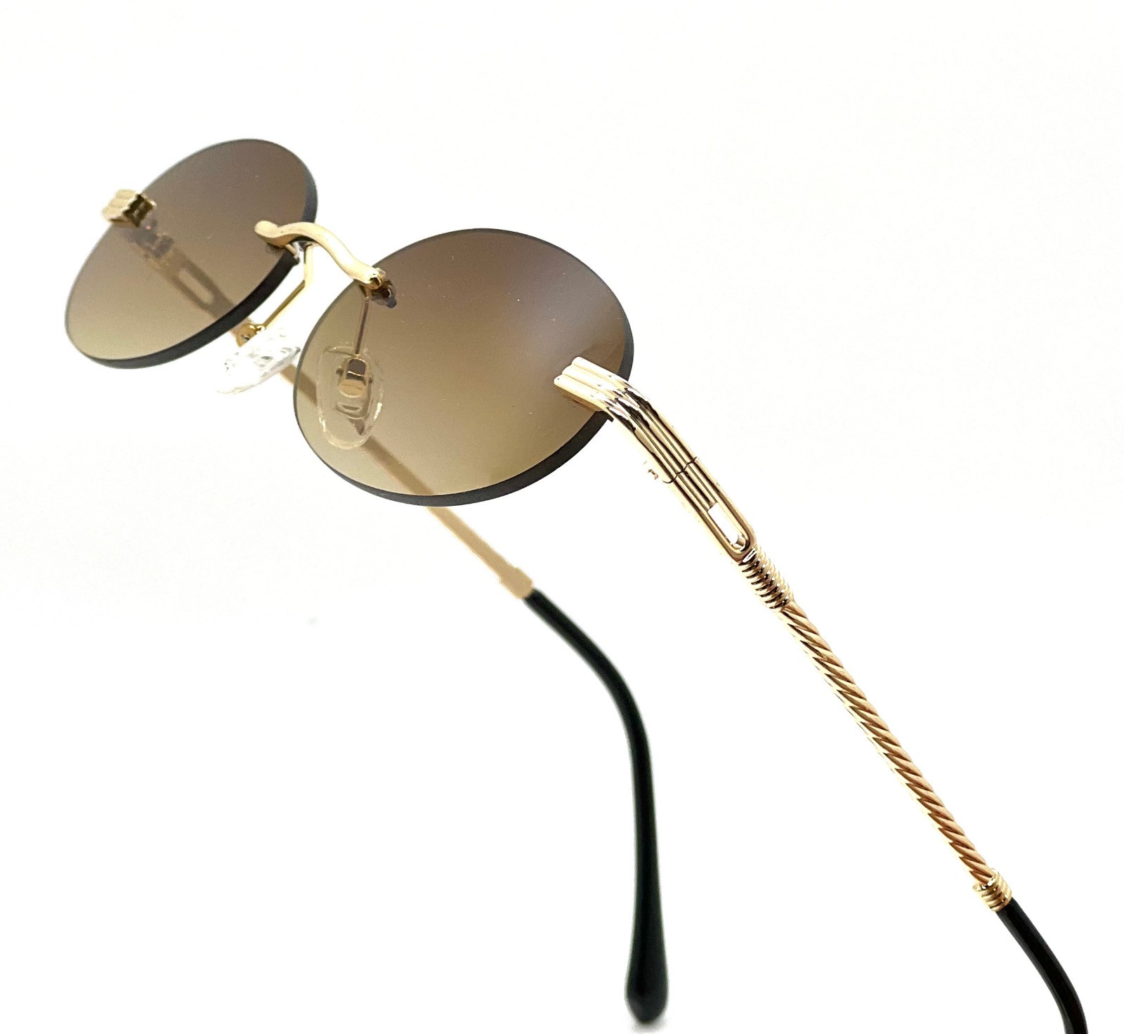 Vintage Gold Frame Rimless Luxury Men’s Hip Hop Clear Lens Retro Fashion Glasses
