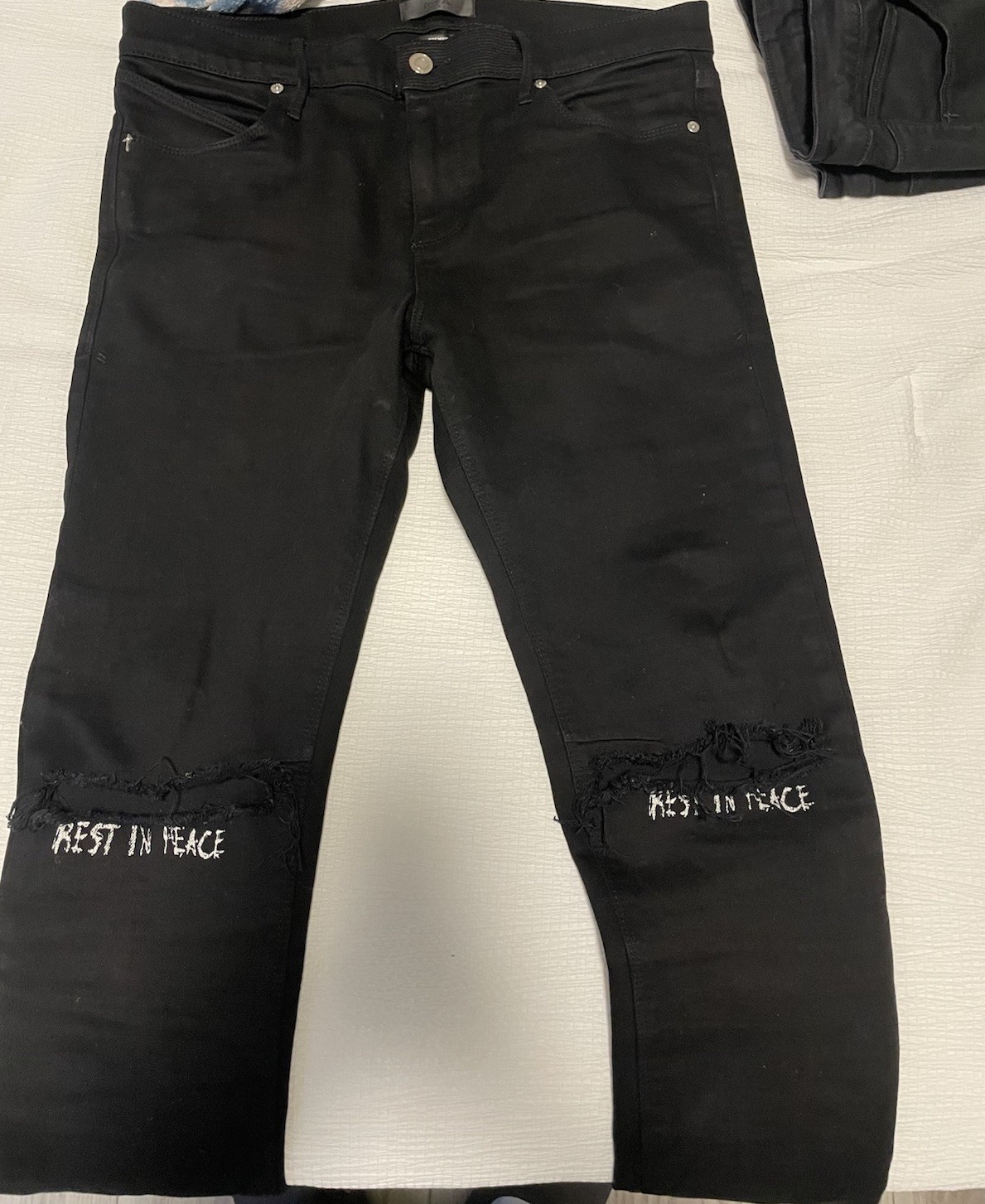Brand New Without Tags RTA Bryant Black Rest In Peace Jeans Size 32