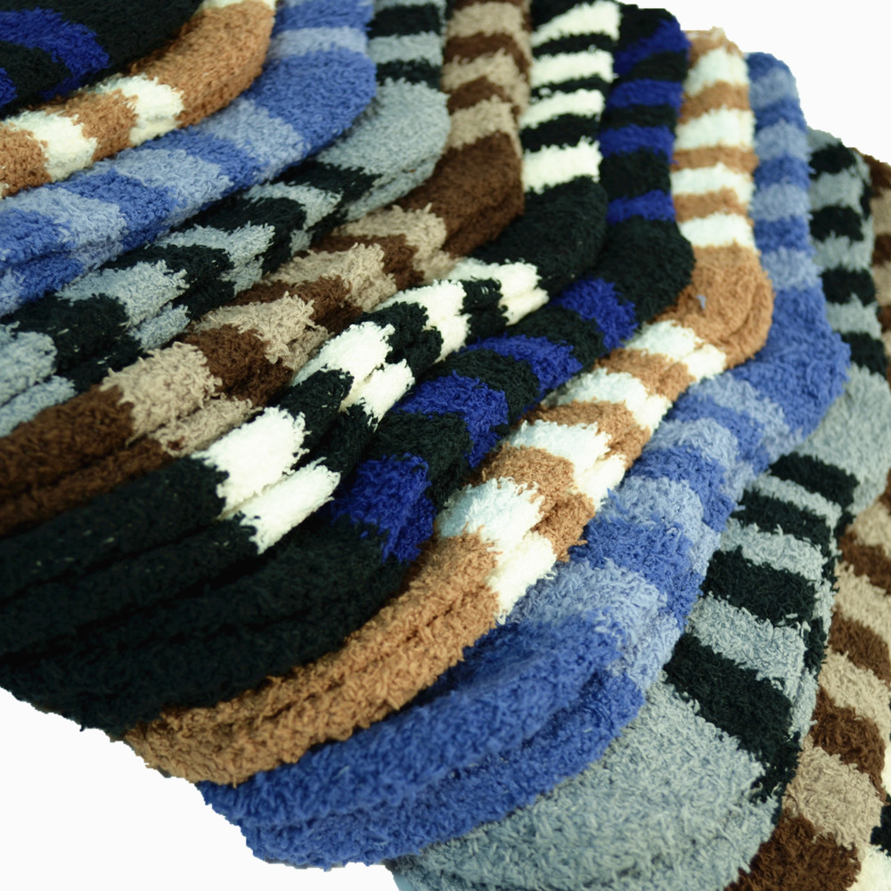 3-10 Pair For Mens Soft Cozy Fuzzy Socks Striped Solid Winter Home Slipper 10-13