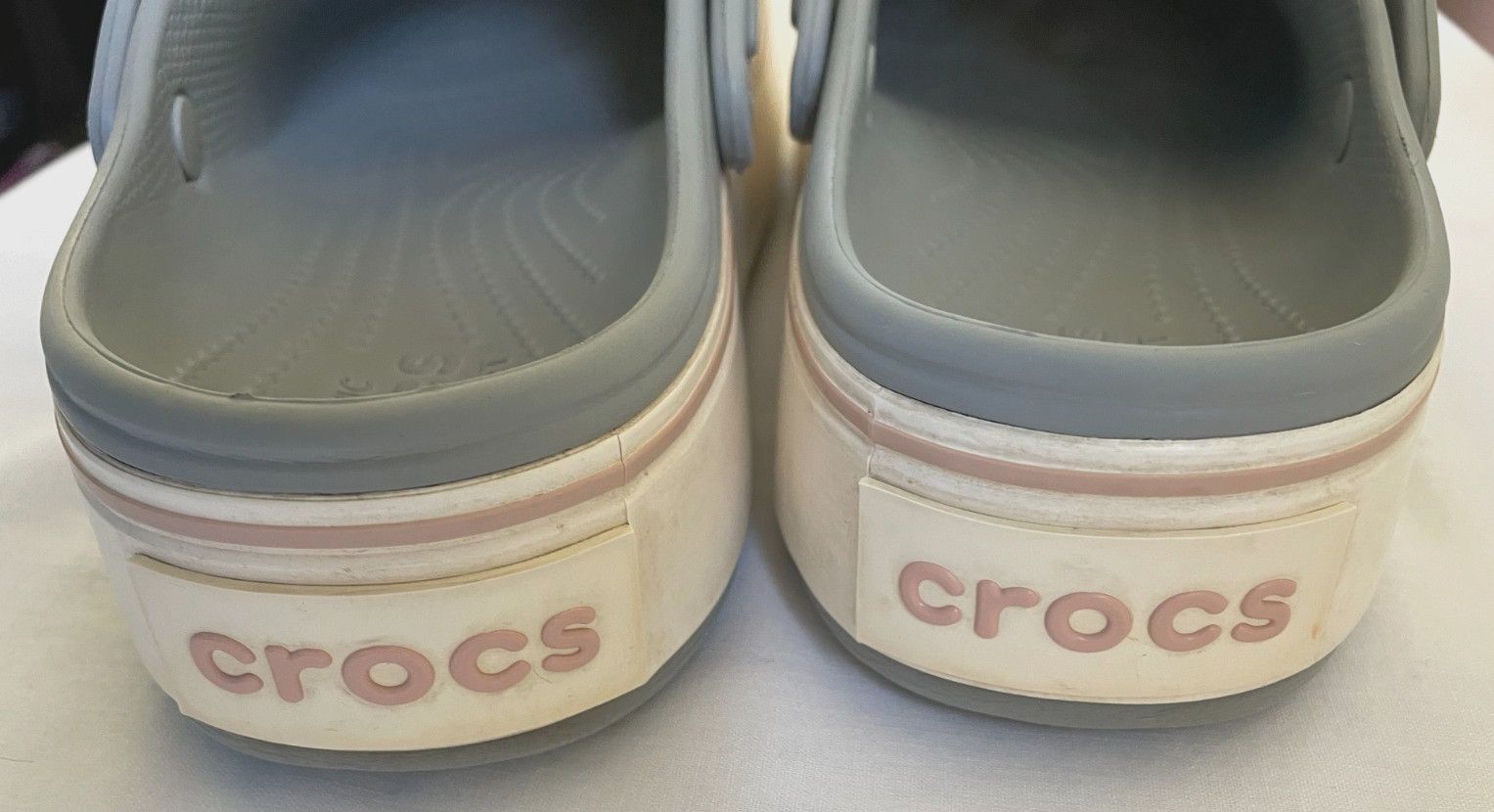 Crocs Crocband Unisex Chunky Gray Rose White Platform Clogs~M-7/W-9~