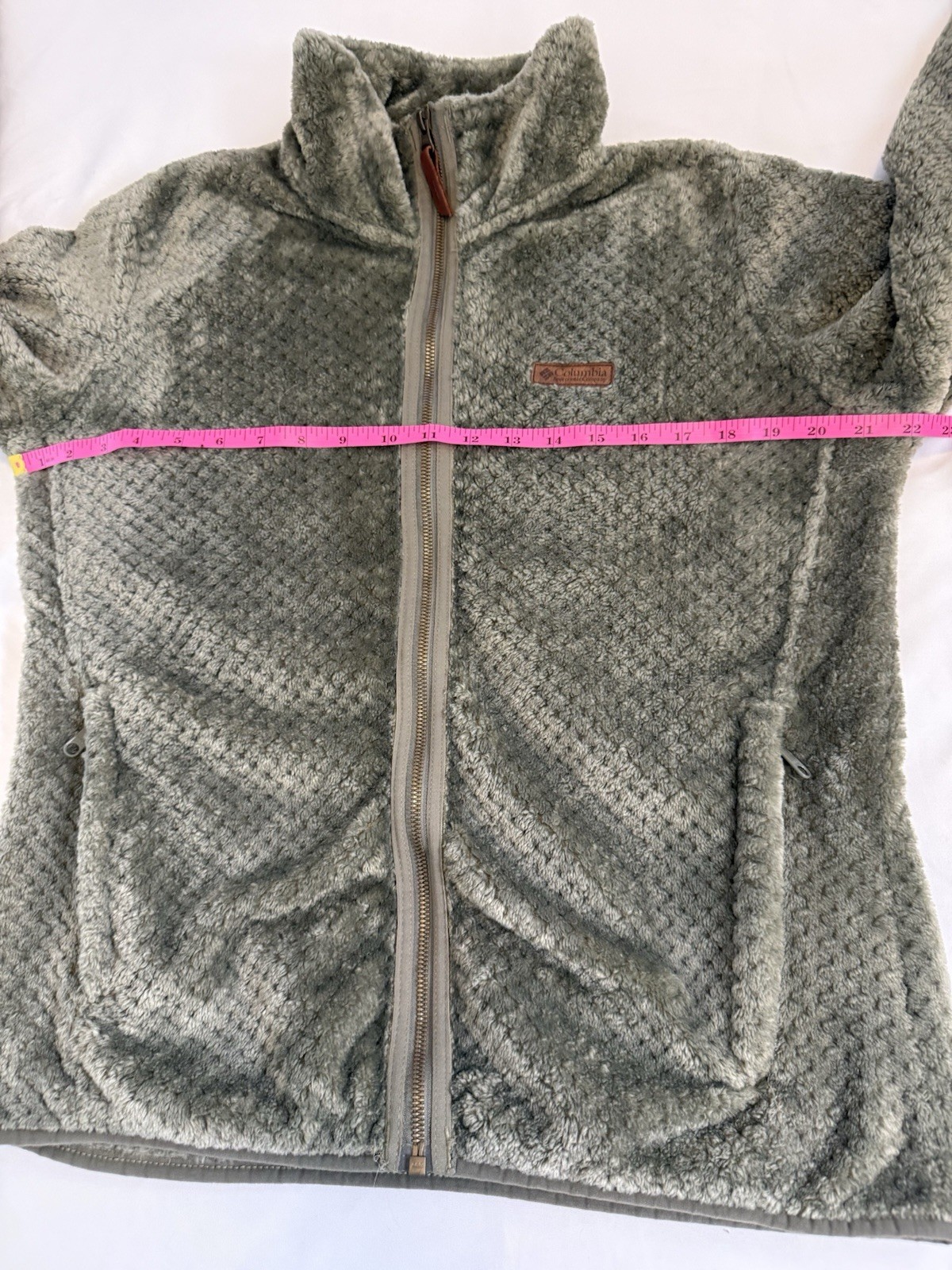 Columbia Fire Side II Sherpa Full Zip Pockets Fleece Jacket Green Women’s Large