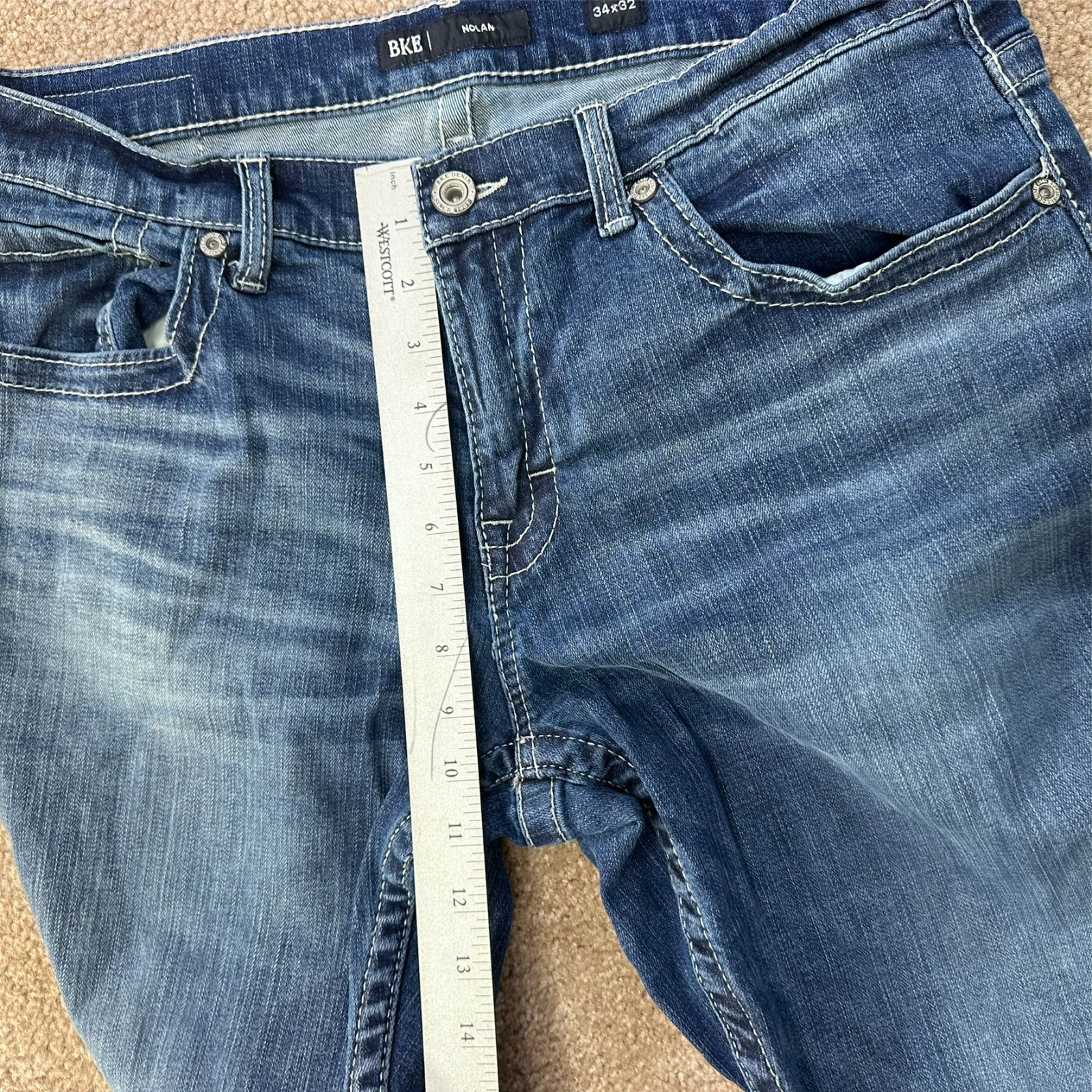BKE Buckle Nolan Straight leg Jeans Men’s 34×32 Blue Denim stretch