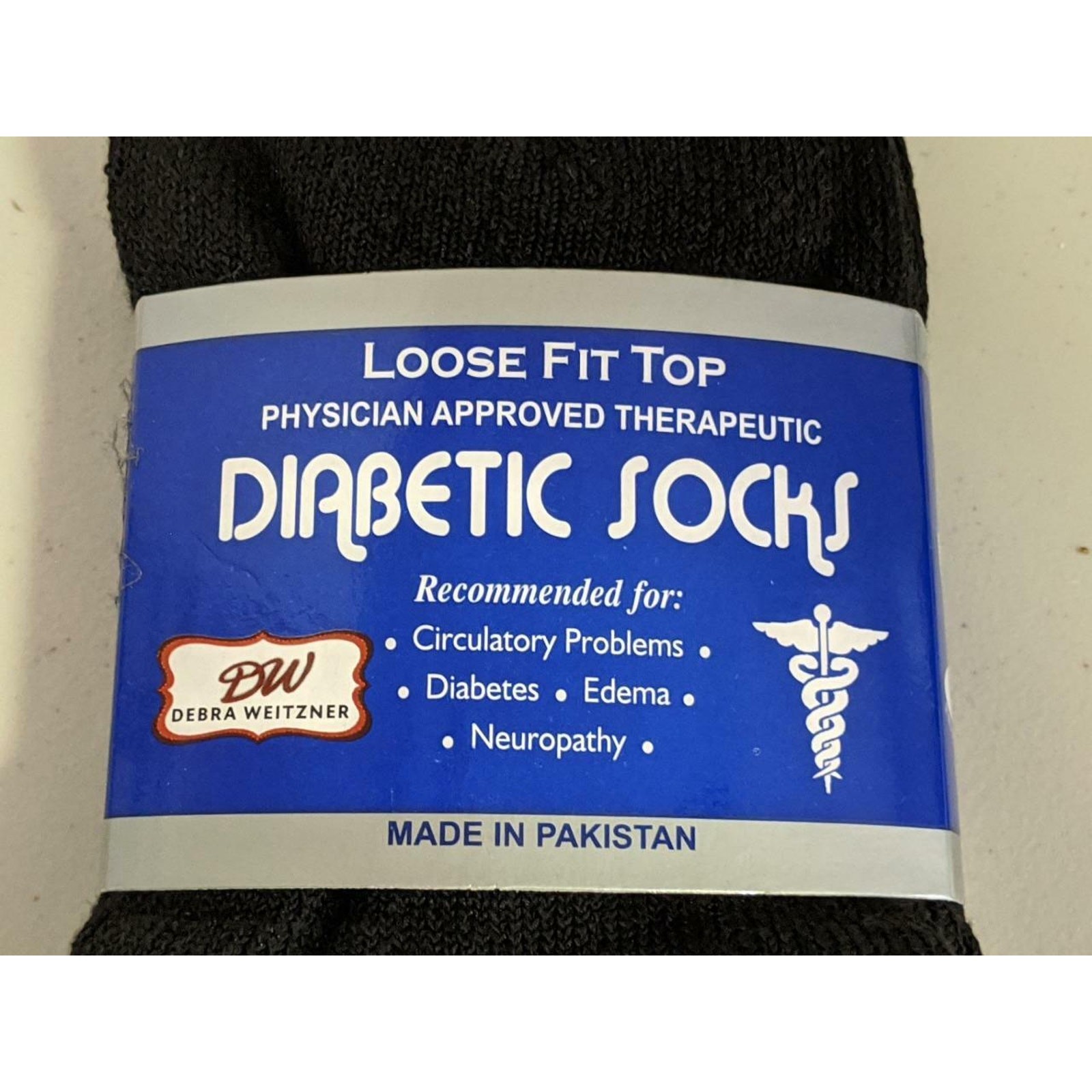 Debra Weitzner Size 9-11 Diabetic Socks Loose Socks 6 Pairs Crew Black -042048