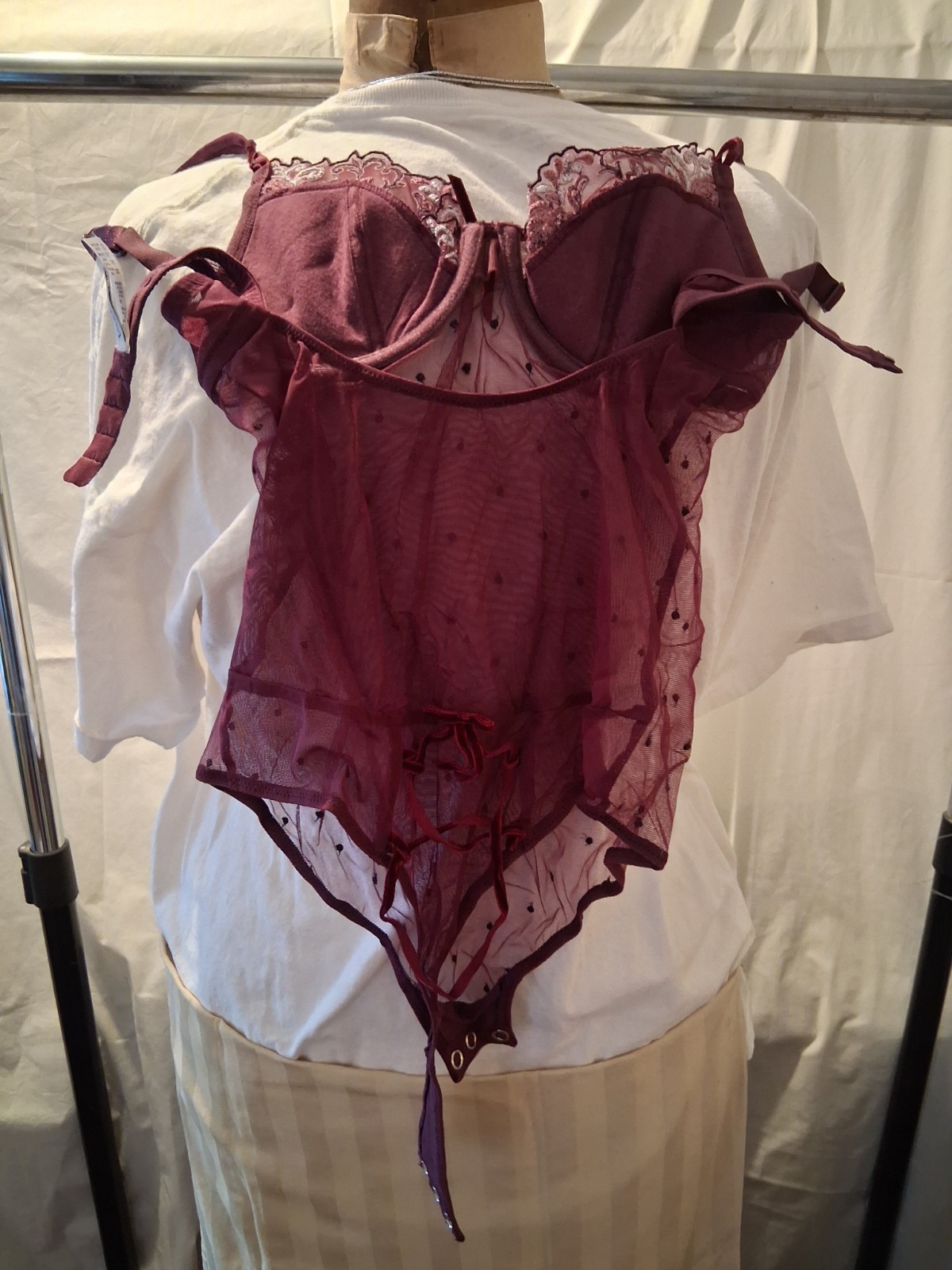 New, Lingerie 34B, Plum, 80% Nylon 20% Spandex, Valery Brand, Size 2