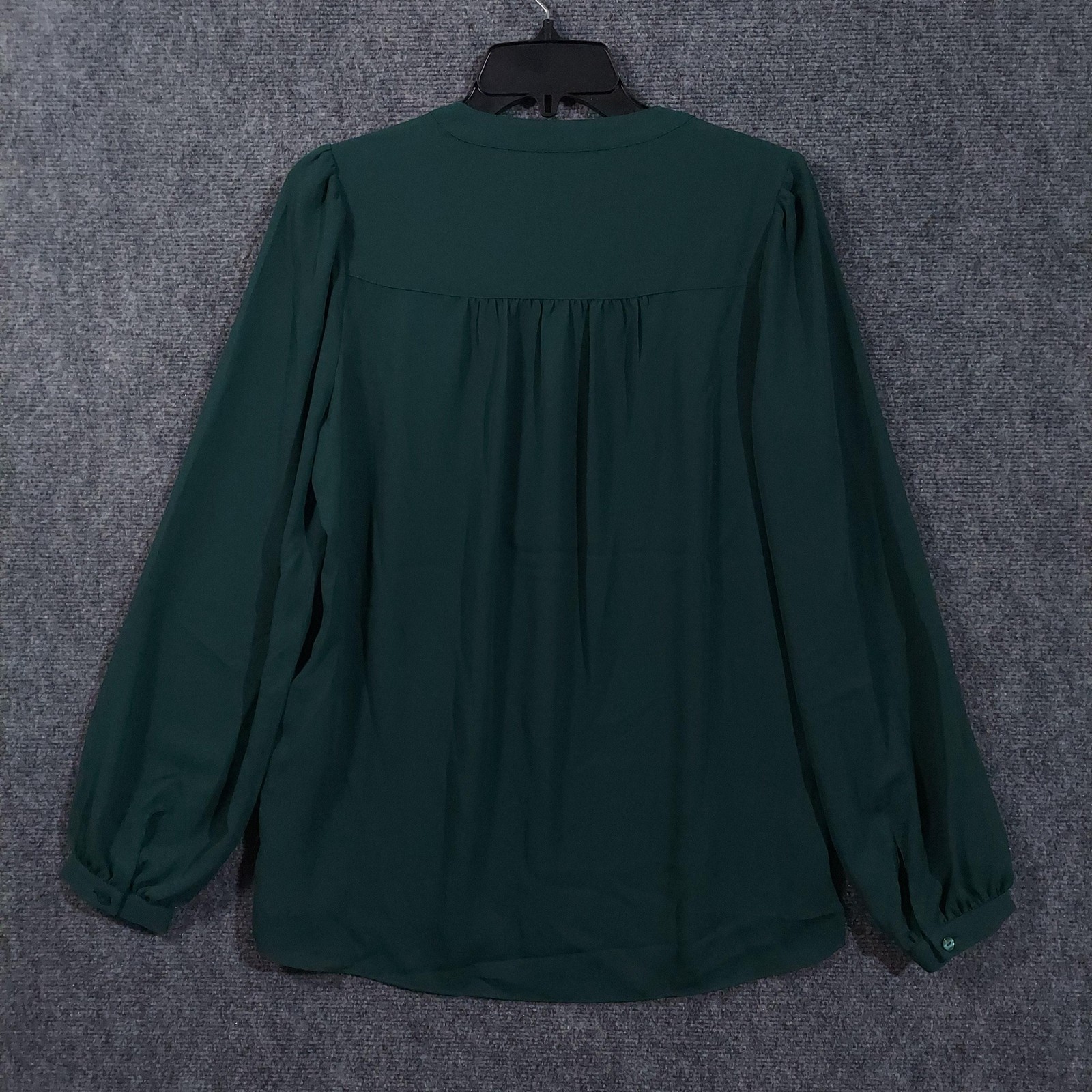 NYDJ Trinity Blouse Womens XXS Green Pine Forest Long Sleeve Split Neck Henley