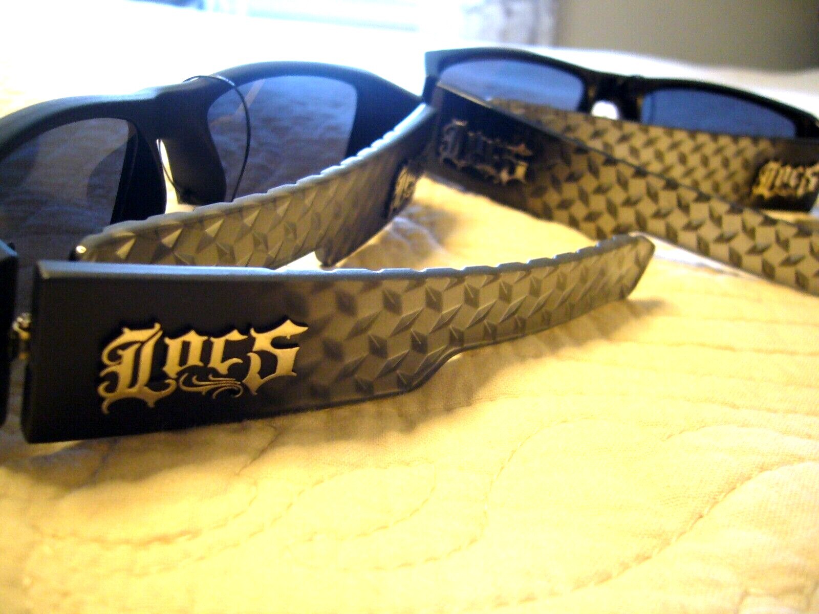 Men’s Sunglasses LOCS Women’s Gangster Diamond Plate Look Biker Shades 91167