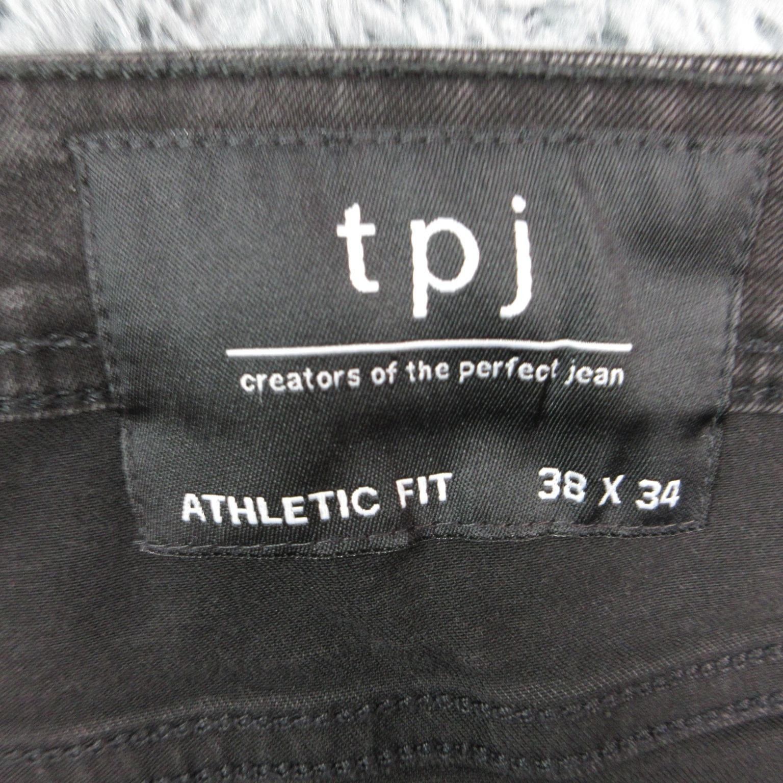 Tpj Jeans Mens 38×33 Black Athletic Straight Charcoal Wash Denim Stretch Comfort