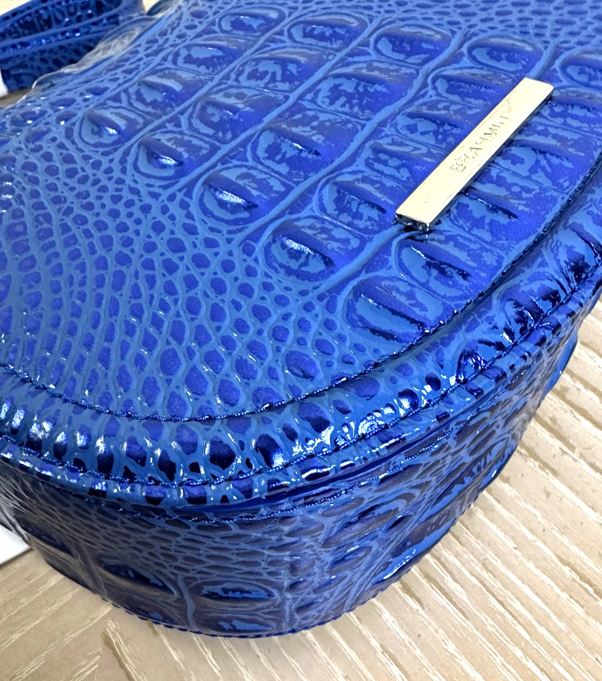 NWT BRAHMIN BRIAR COBALT POTION BLUE METALLIC LEATHER CROSSBODY SMALL HANDBAG