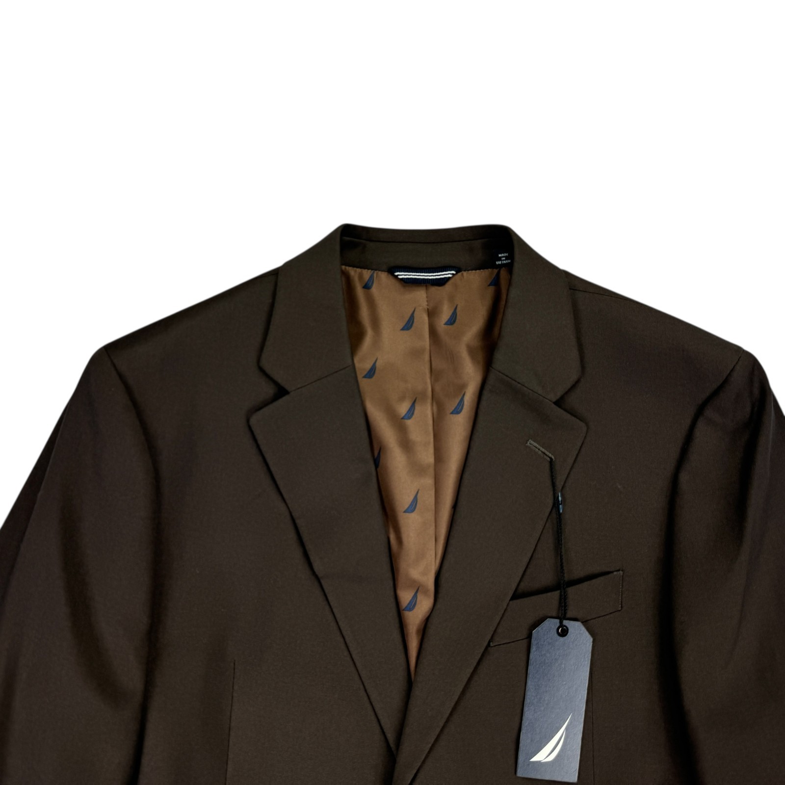 Nautica Mens 2-Piece Modern Fit Active Stretch Solid Suit Brown 38S 32W