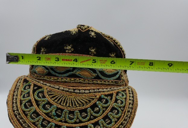 Vintage Myanmar Burma Beaded Embroidered Velvet Hand Made Caps Black & Gold (2)