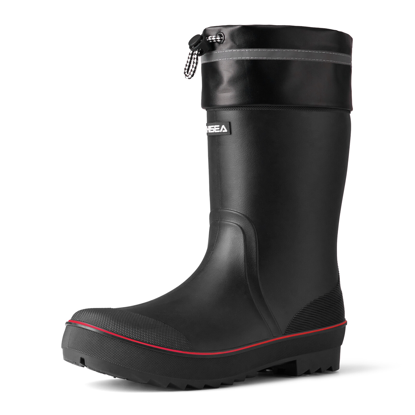 HISEA Men Rubber Rain Boots Strap Collar Lightweight Soft Yard Fishing Work Boot
