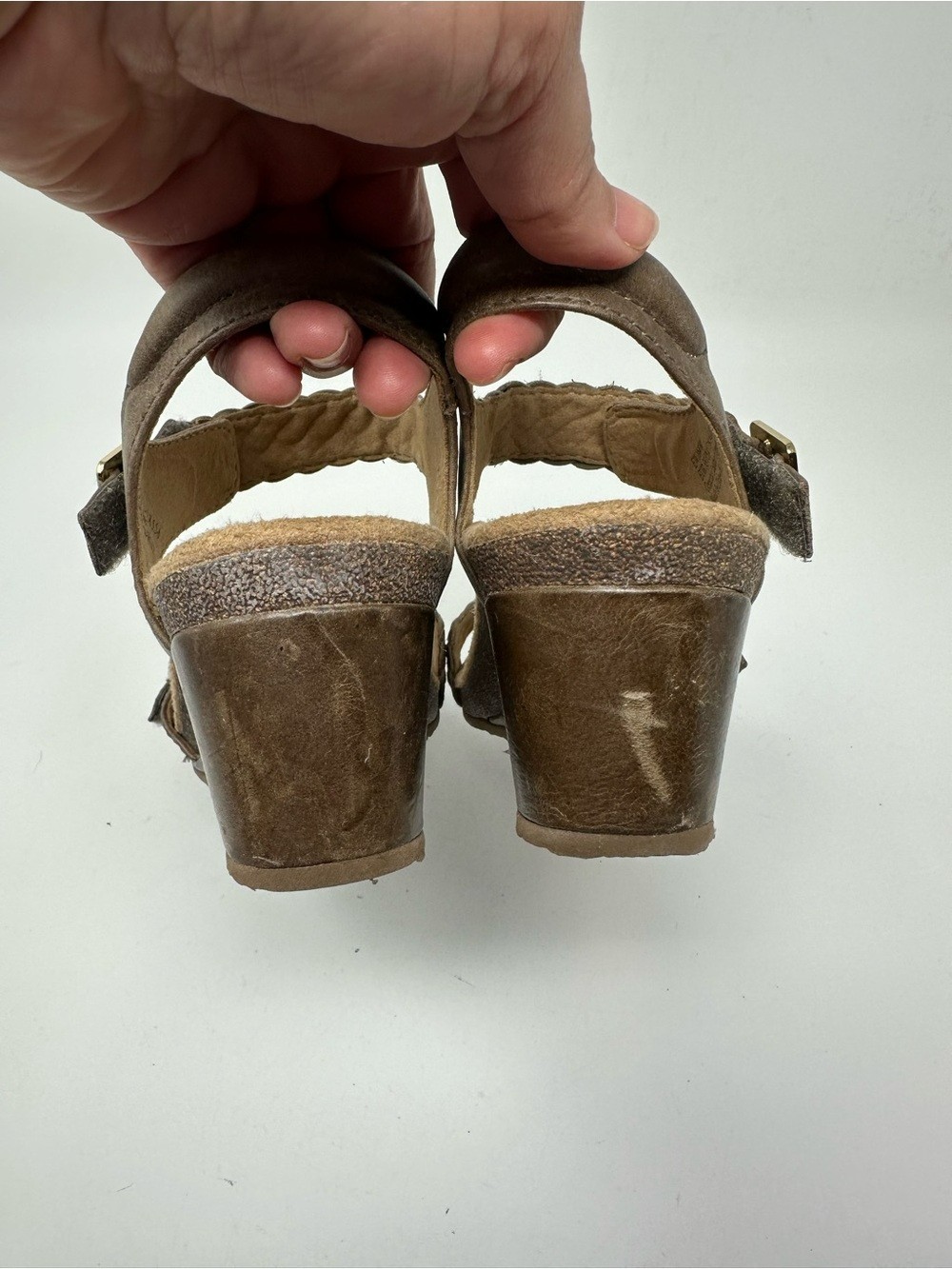 Aetrex Women’s Grace Adjustable Woven Wedge Taupe Sz 7.5-8