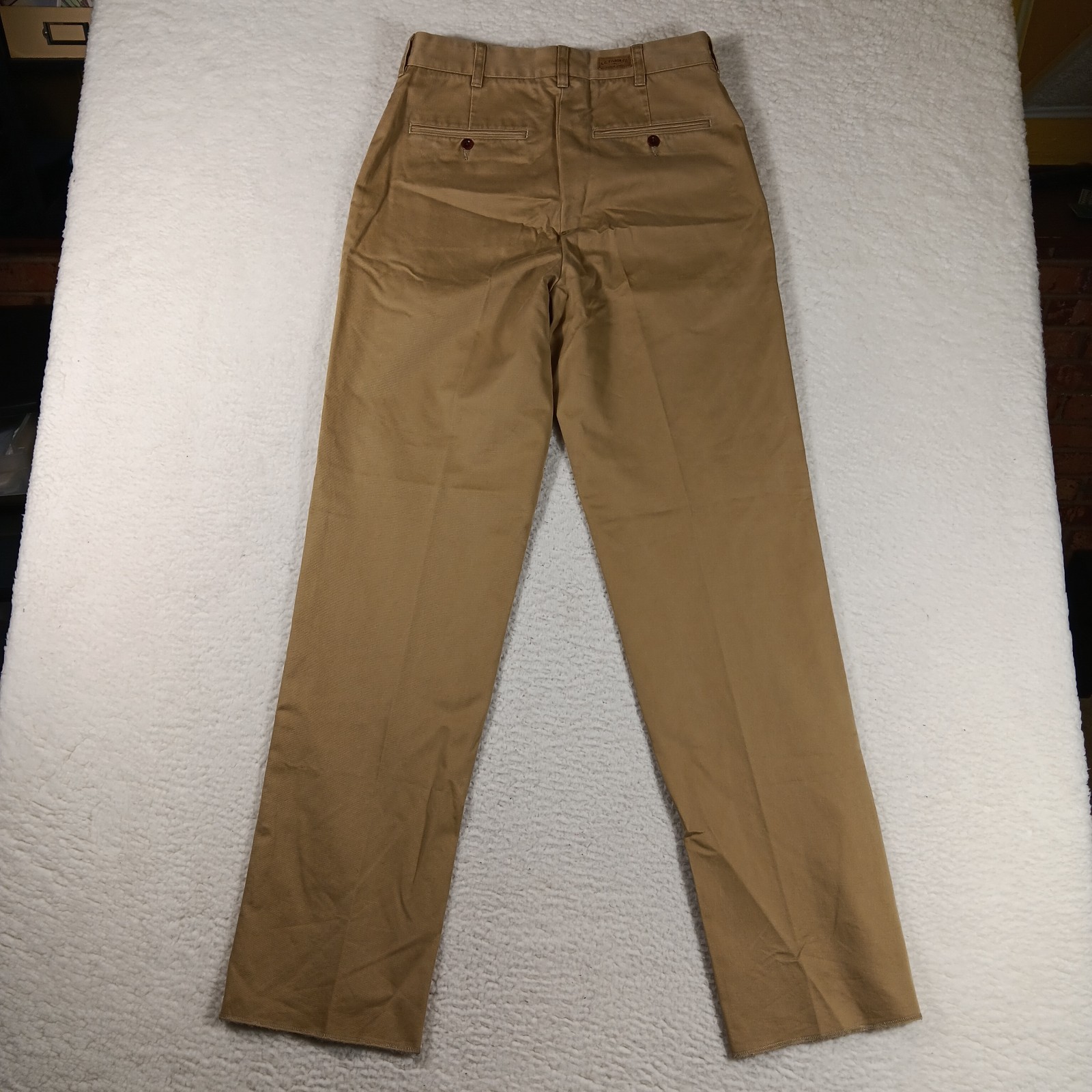CC Filson Pants Mens 32 Tan British Khaki Twill Chino Unhemmed Workwear Office