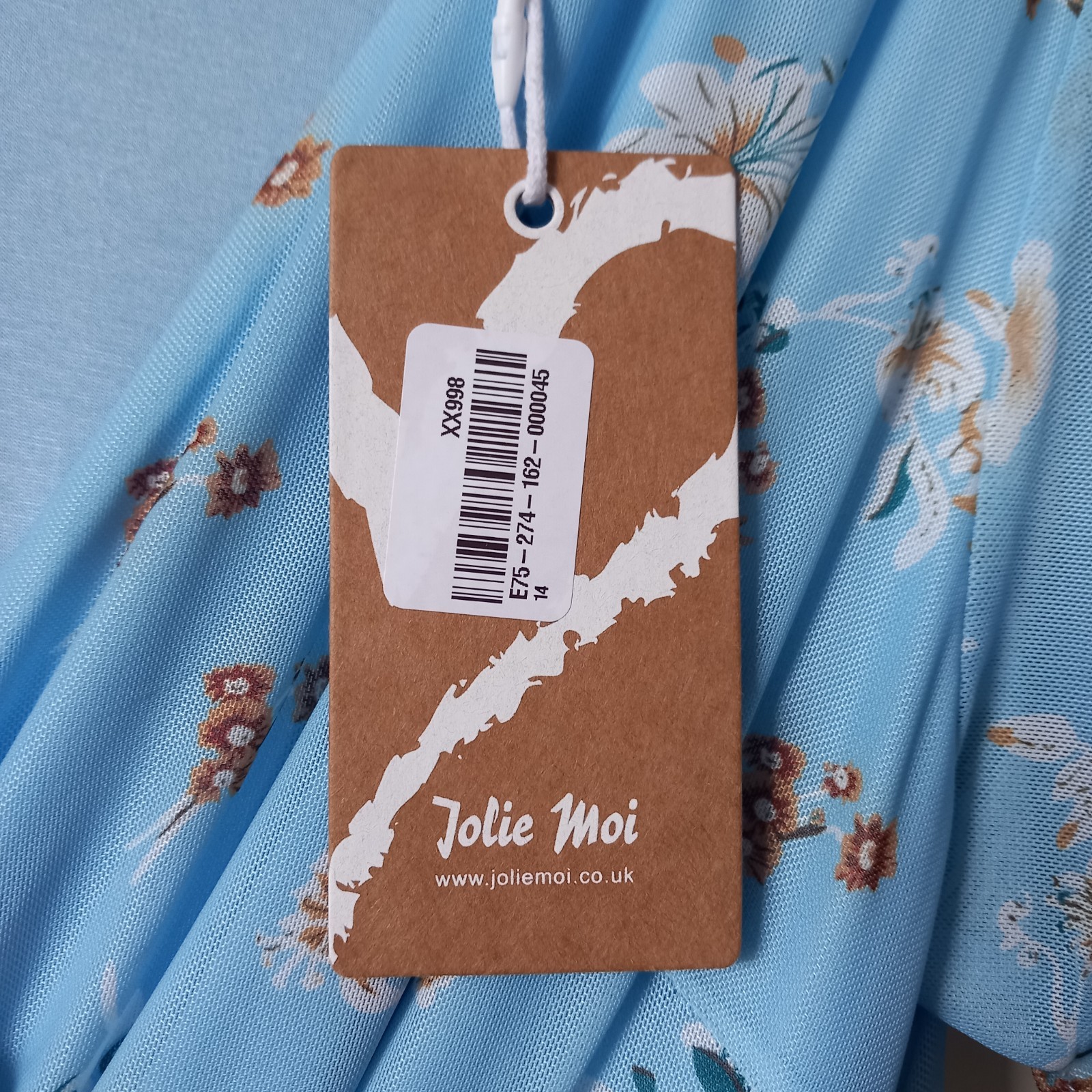 Jolie Moi Gracelyn Wrap Front Mesh Maxi Blue Floral Dress Size 14
