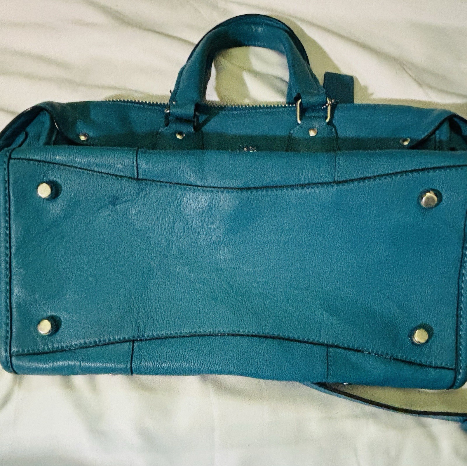 Coach Rhyder Turquoise Satchel Silver Hardware Studded Turn Lock