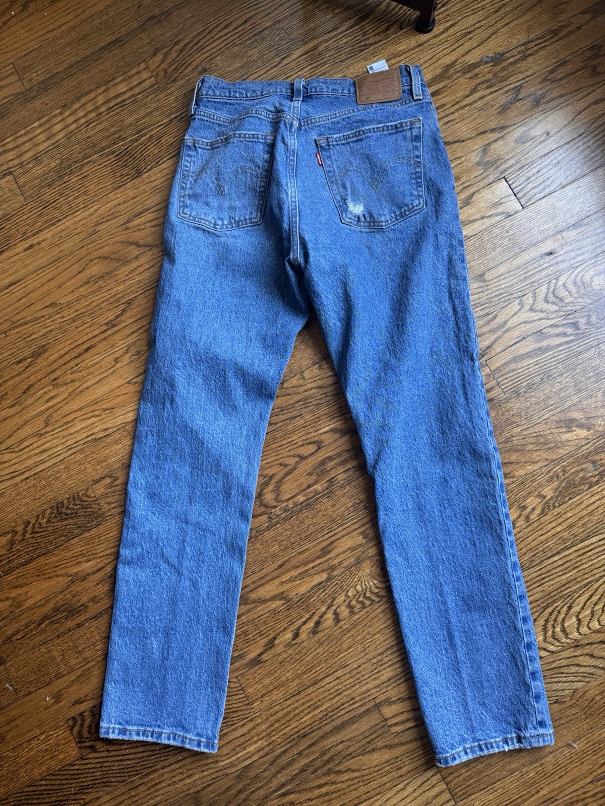 Levi’s Premium 501 Men’s Blue Denim Straight Leg Button Fly Distressed Jeans