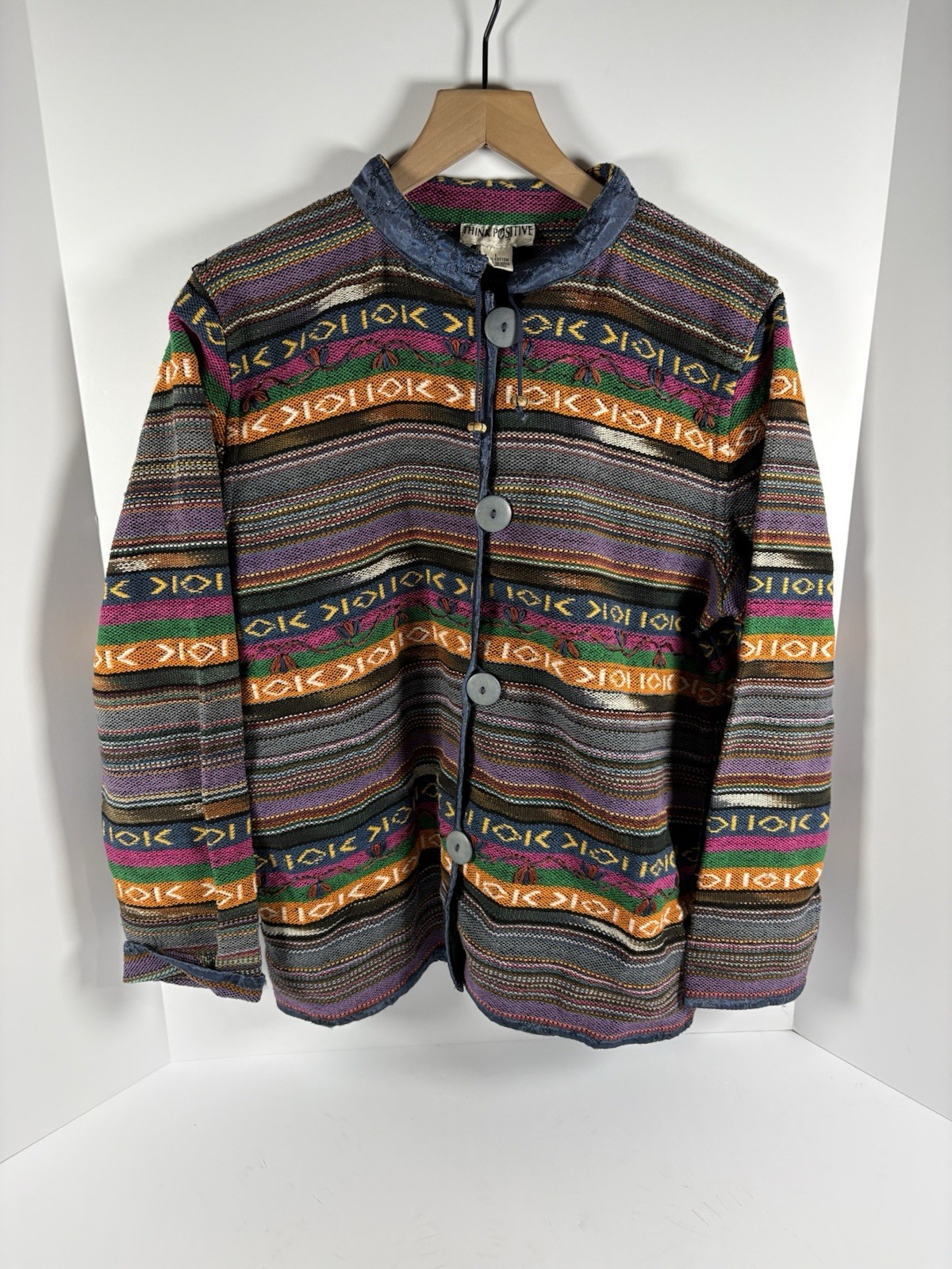 Vintage Think Positive Southwestern Tribal Woven Jacket Womens L
