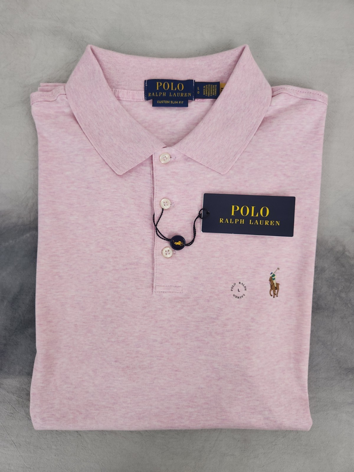 Polo Ralph Lauren Custom Slim Fit Soft Touch Pink Polo Shirt Men’s Size Large