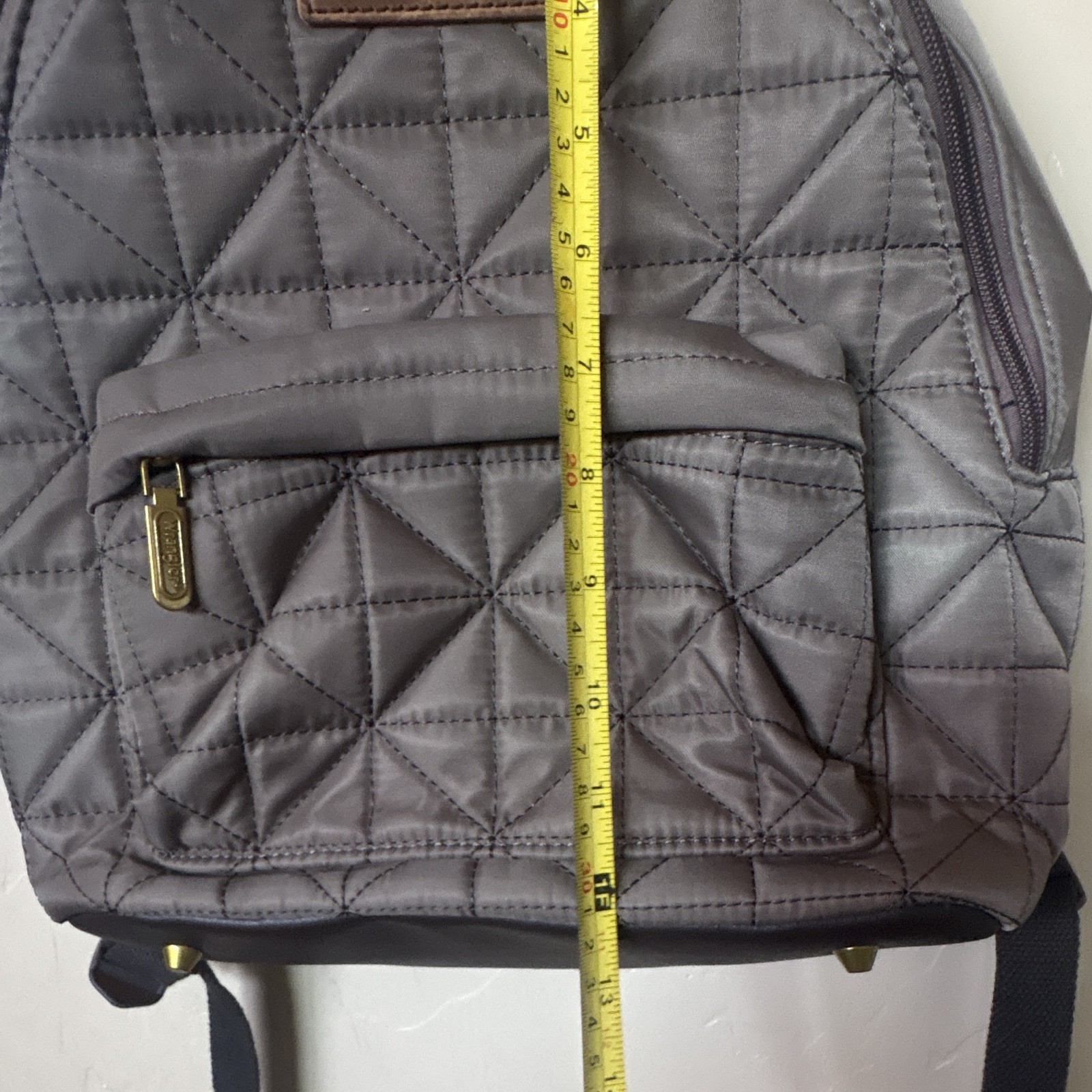 Wrangler Gray Quilted Backpack Medium Zip Closure Outer Pockets Adjustable Strap