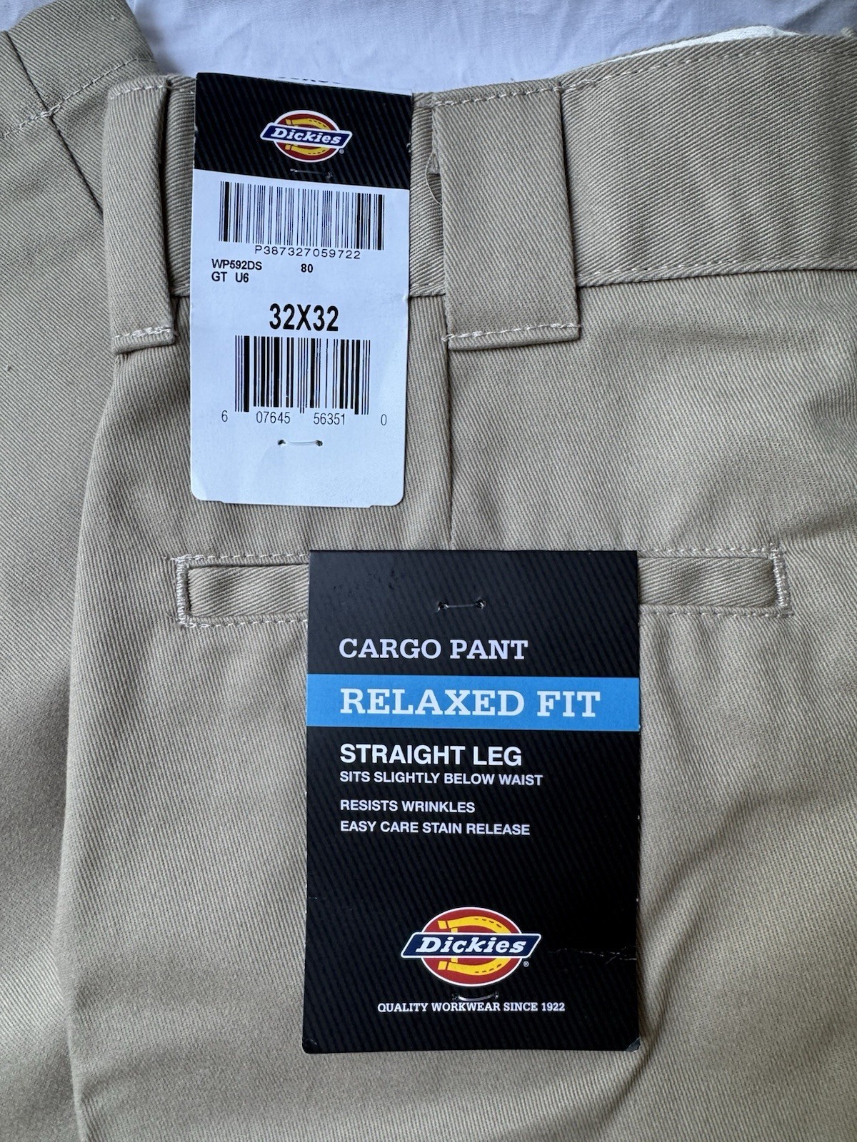 Mens 32×32 DICKIES Relaxed Fit Straight Leg Work Pants WP592DN Khaki
