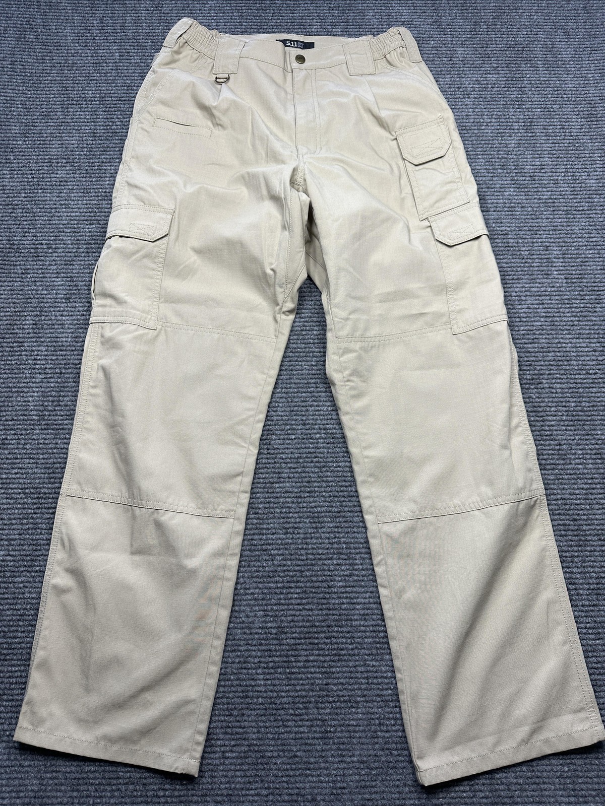5.11 Tactical Cargo Pants Mens 32×32* Khaki Ripstop Poly Cotton Elastic Waist