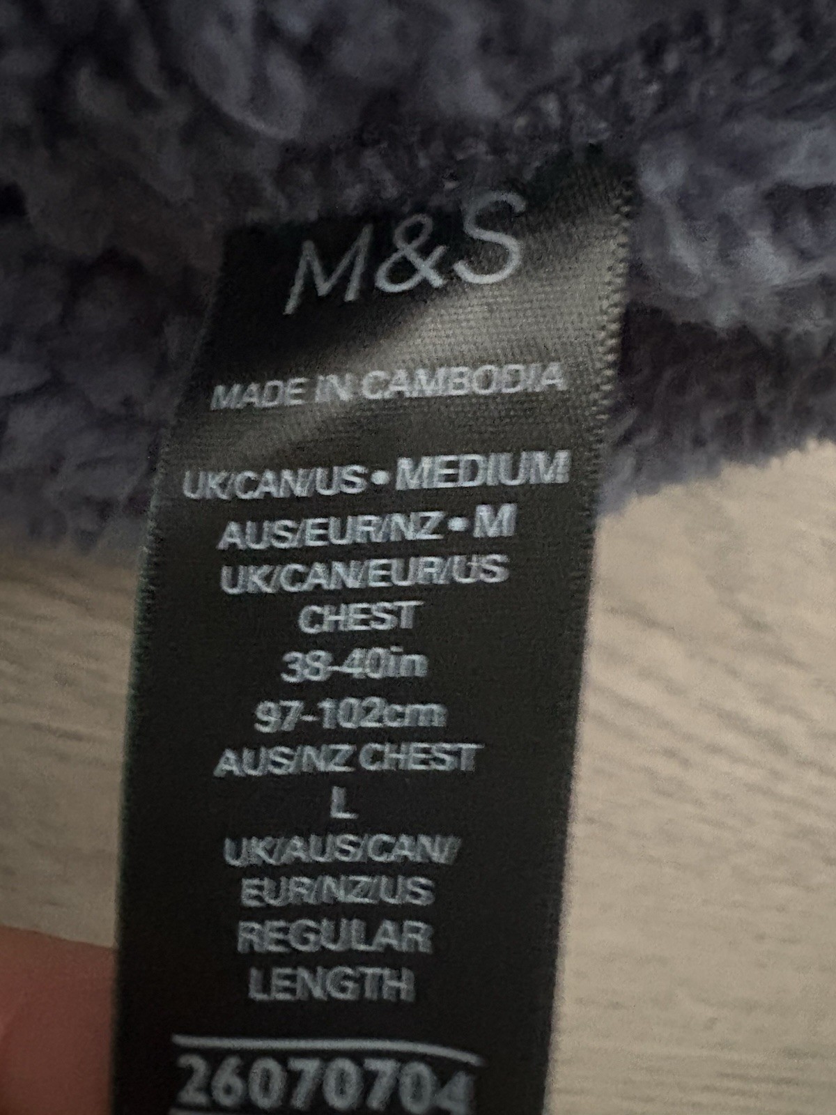 M&S Men’s Blue Sherpa Lined Funnel Neck Fleece Full Zip Gilet Size Medium – VGC