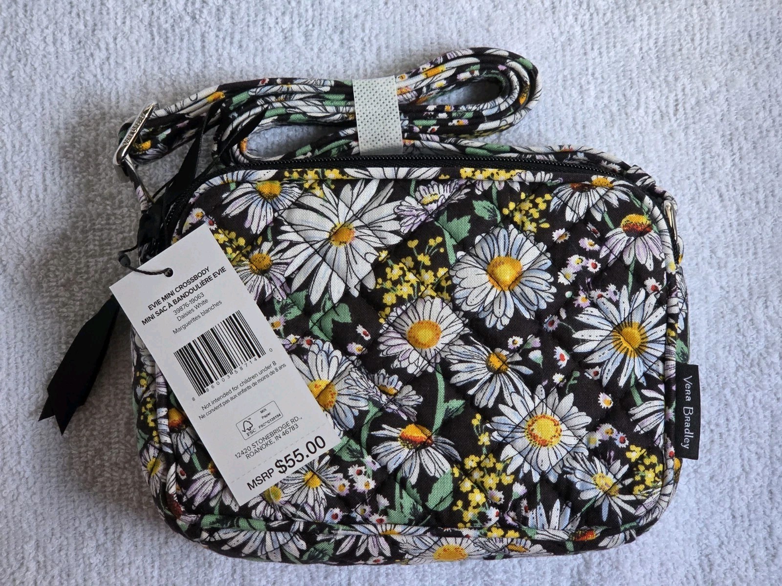 Vera Bradley Evie Mini Crossbody In Daisies White NWT