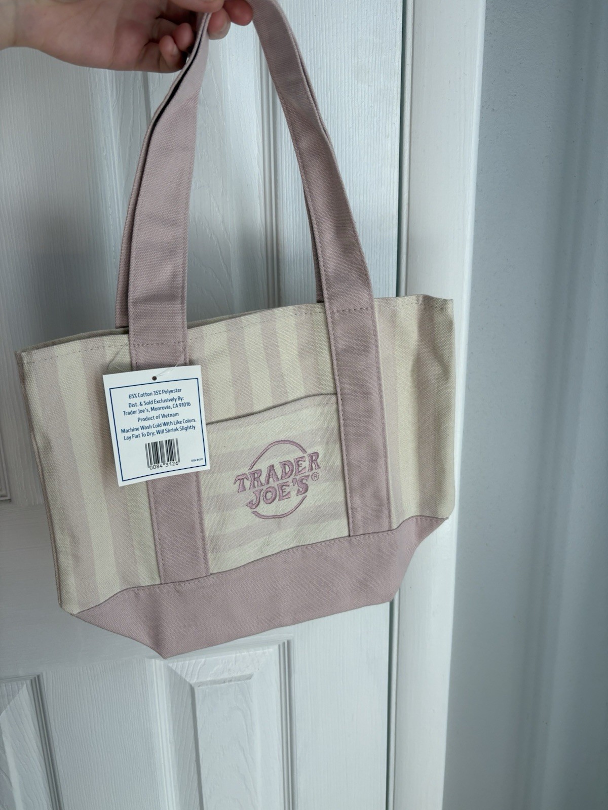 Trader Joe’s Mini Tote Pastel Pink Stripe Limited Edition Spring 2026 NWT RARE