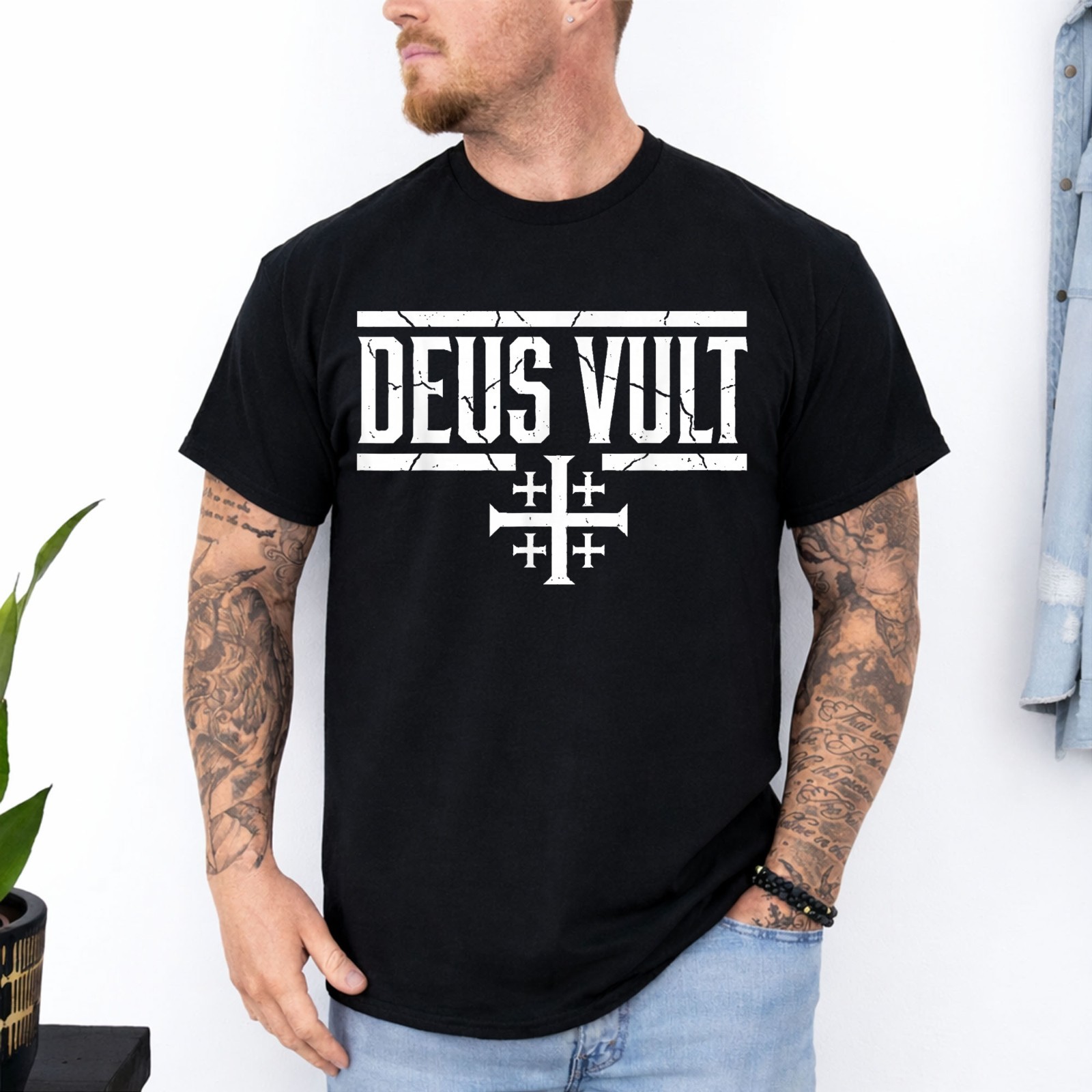 Deus Vult Crusader Knight Medieval History Jerusalem Cross T-Shirt