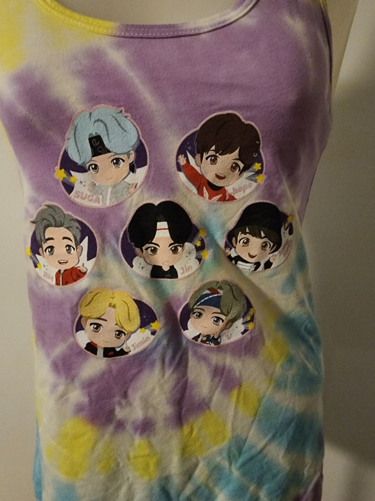 BRAND NEW Womens TinyTAN inpired by BTS Kpop Tye Dye Graphic Tank Top Sz L