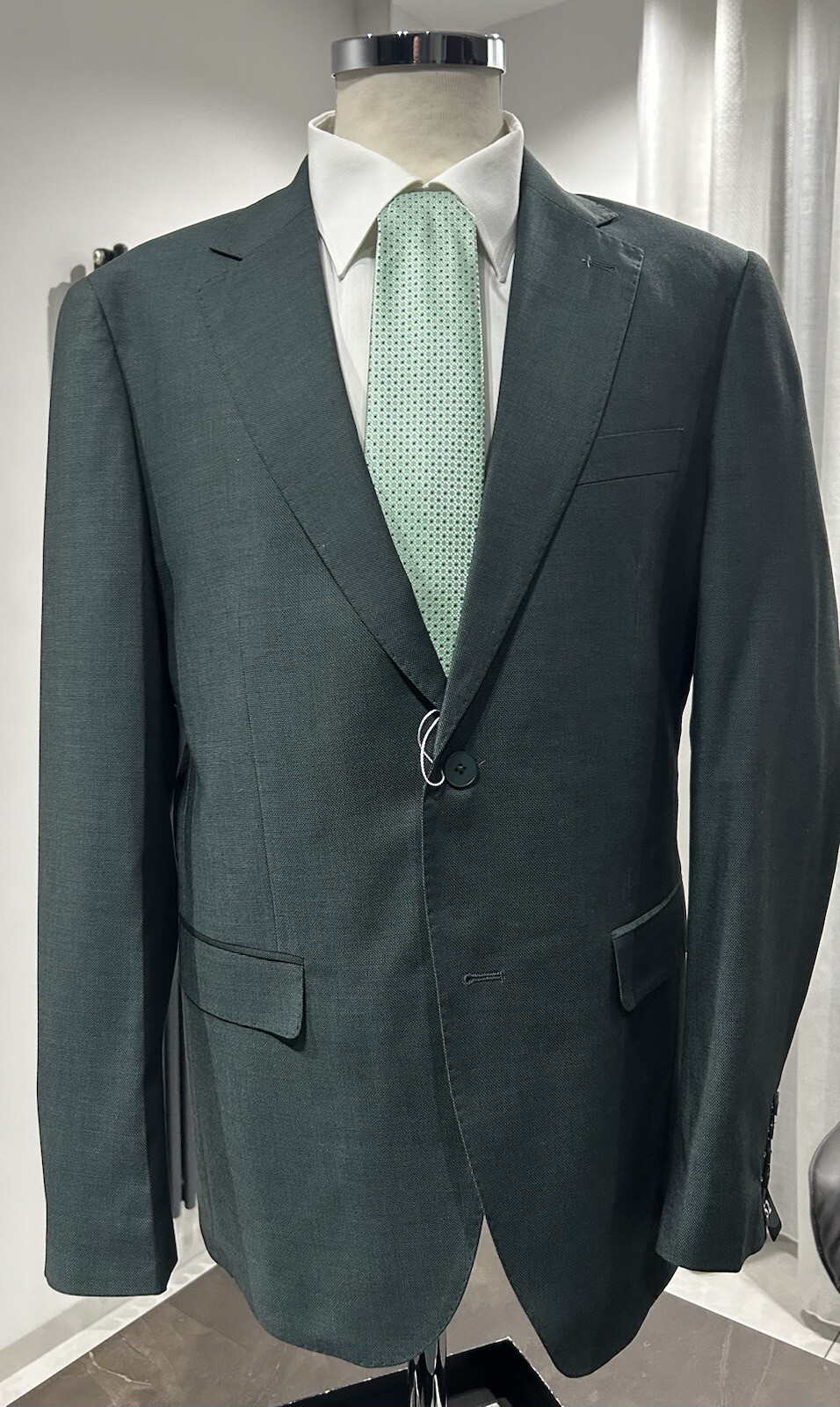 Men’s Tailored Dark Green Chicco Slim Fit Drop 7 Made In Italy Size 44 46