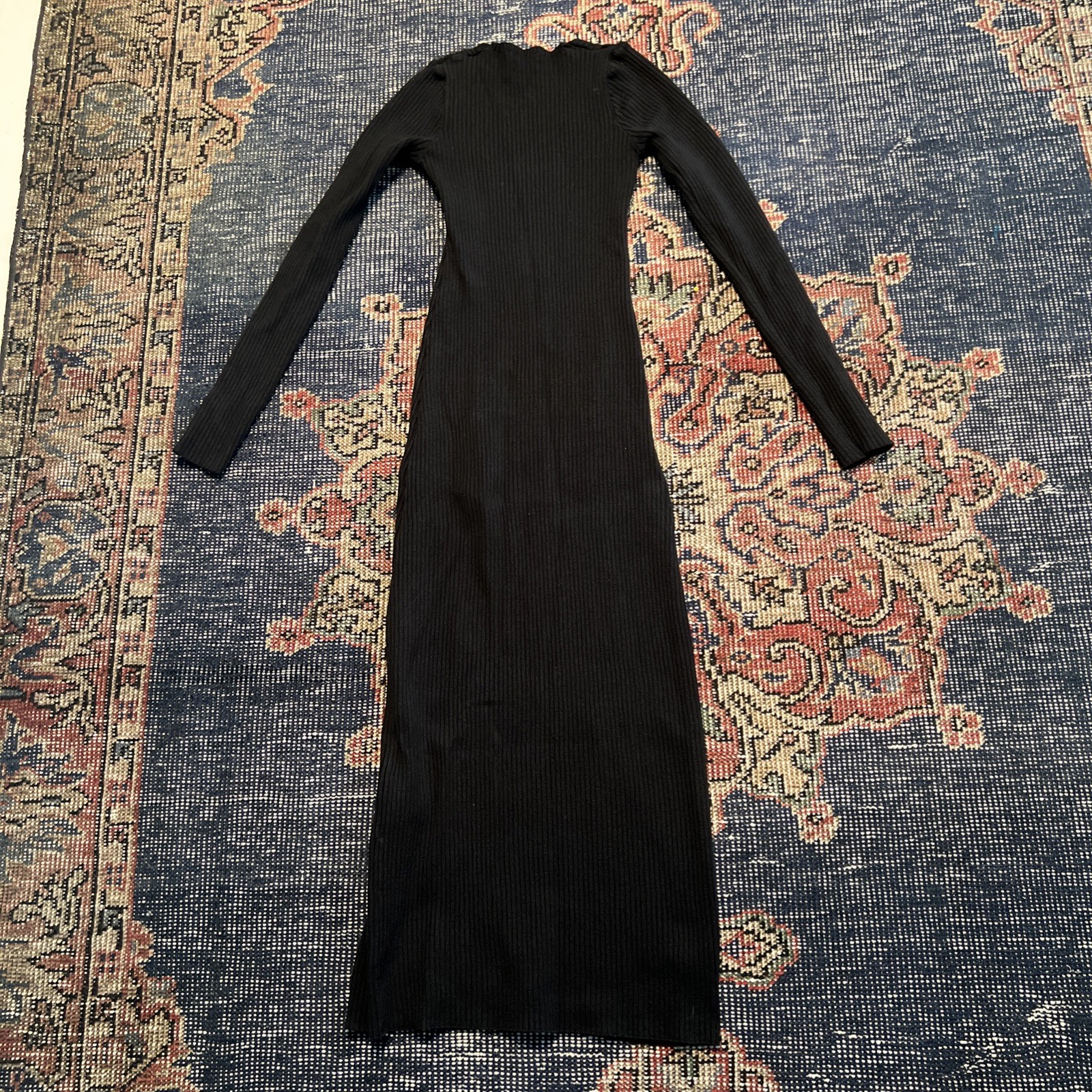 Anselmi Brazil Black Stretch Cotton/Polyamide Long Dress. Uk 8