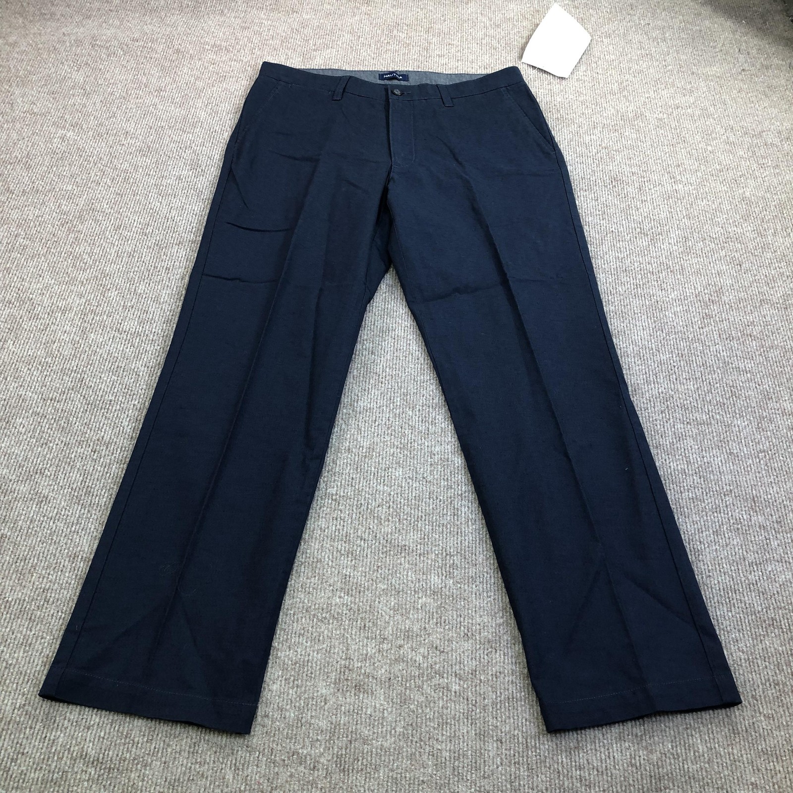 Nautica Pants Mens 32×32 Blue Linen Blend Deck Pant Chino Spring Casual Pockets