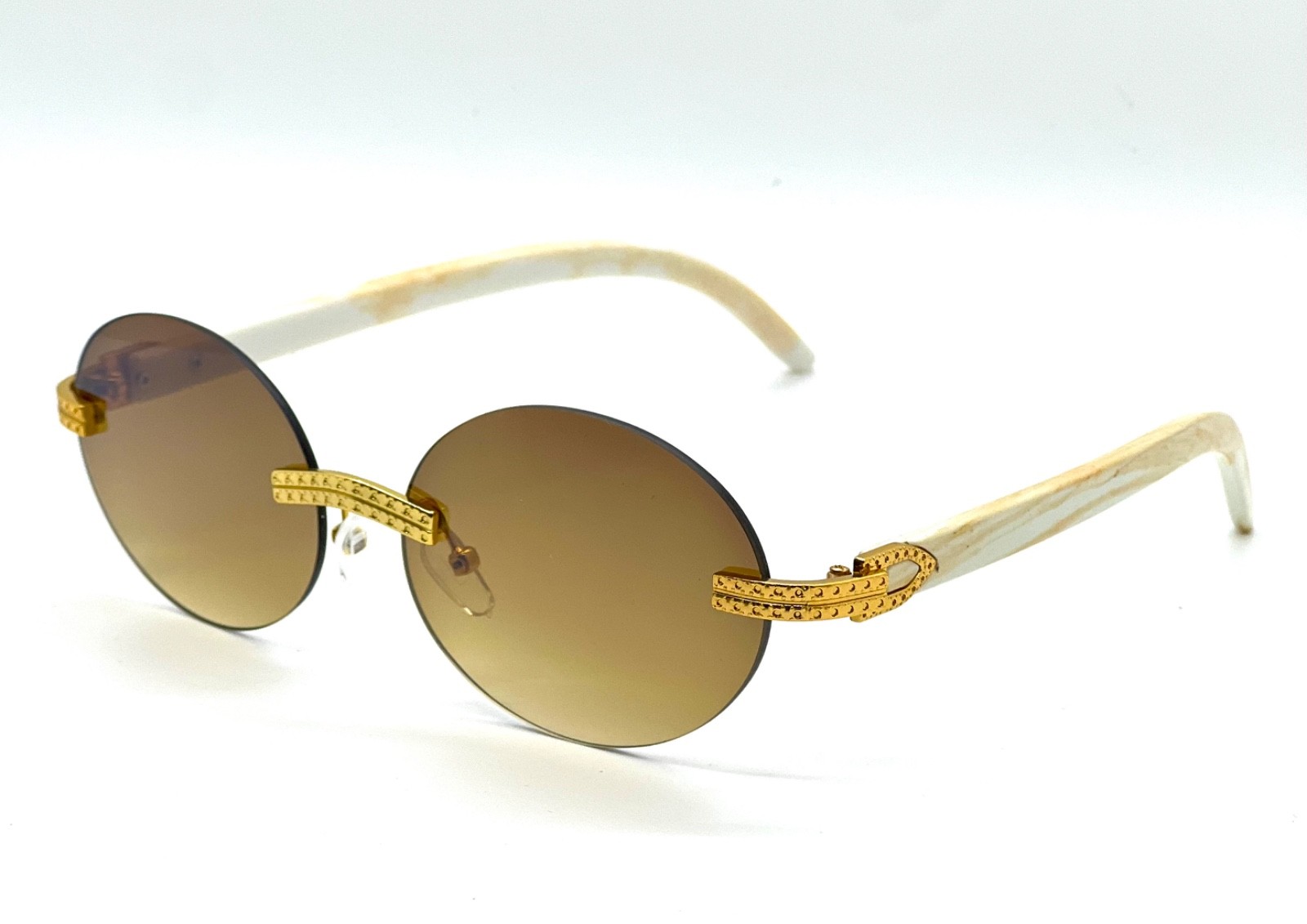 Small Brown Gradient Lens Sunglasses Gold Metal Frame Women Light weight Comfort