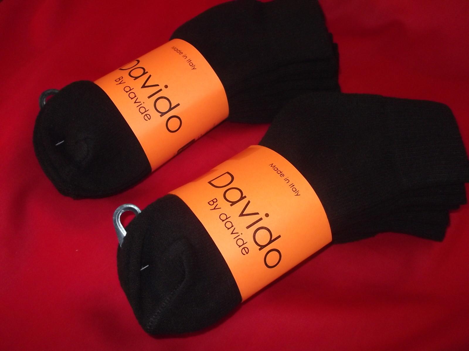 Davido Mens socks ankle/quarter made in Italy 100% cotton 6 pairs black 10-13
