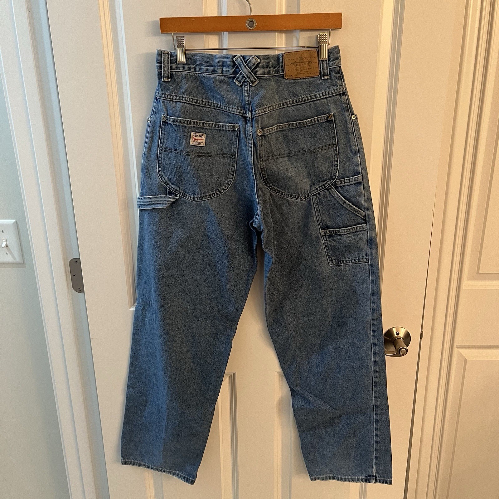 VTG Old Navy Men 30 x 30 Carpenter Jeans Stone Washed Blue Denim Straight Baggy