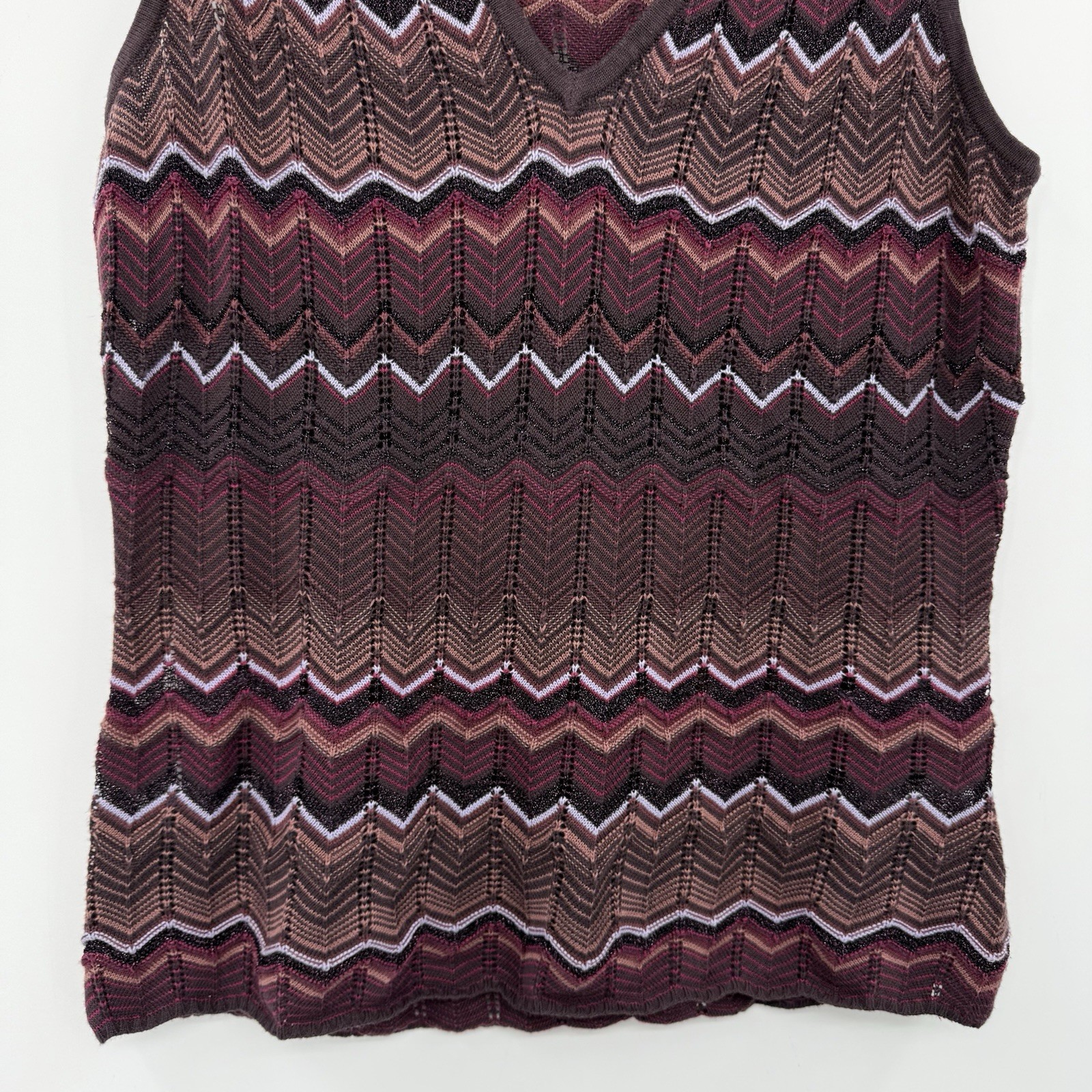 Double D Ranch Knit Tank Shell Sweater Sz S Chevron Purple Western Cowgirl Boho
