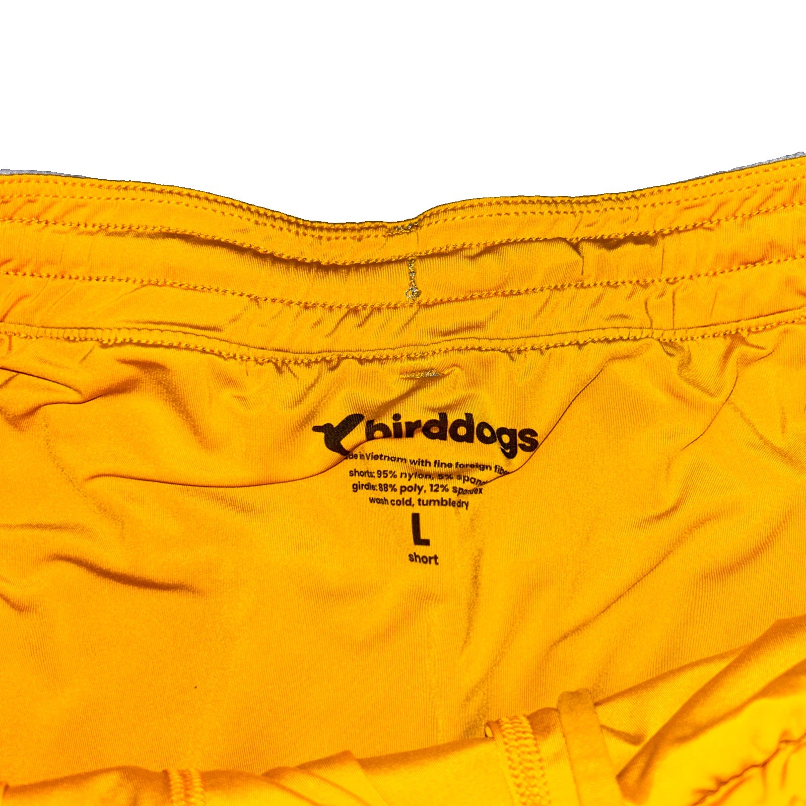 Bird Dogs Shorts Mens L Grey Yellow Lined Elastic Stretch 6” Inseam Chino Casual