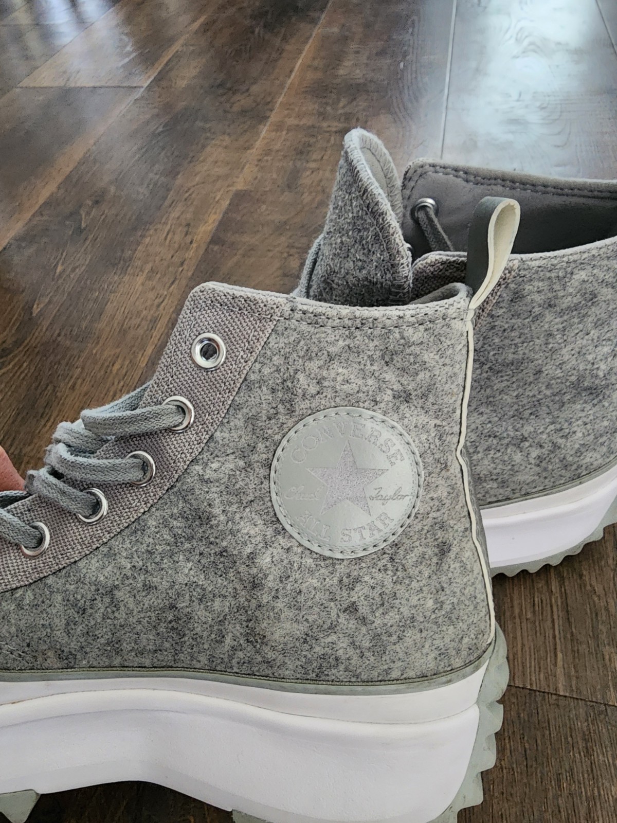 Converse Run Star Hike High Top Sneaker Black Ice Ash Stone Gray White Lace