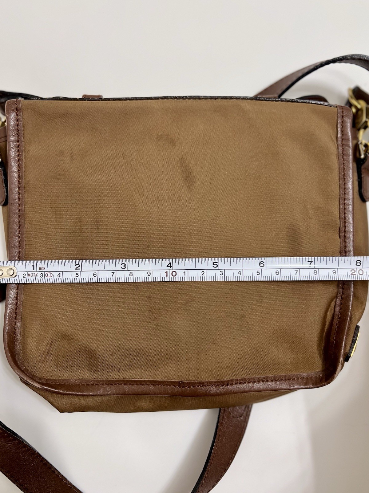 MOSCHINO by REDWALL Tan Nylon + Leather Vintage Crossbody Shoulder Bag