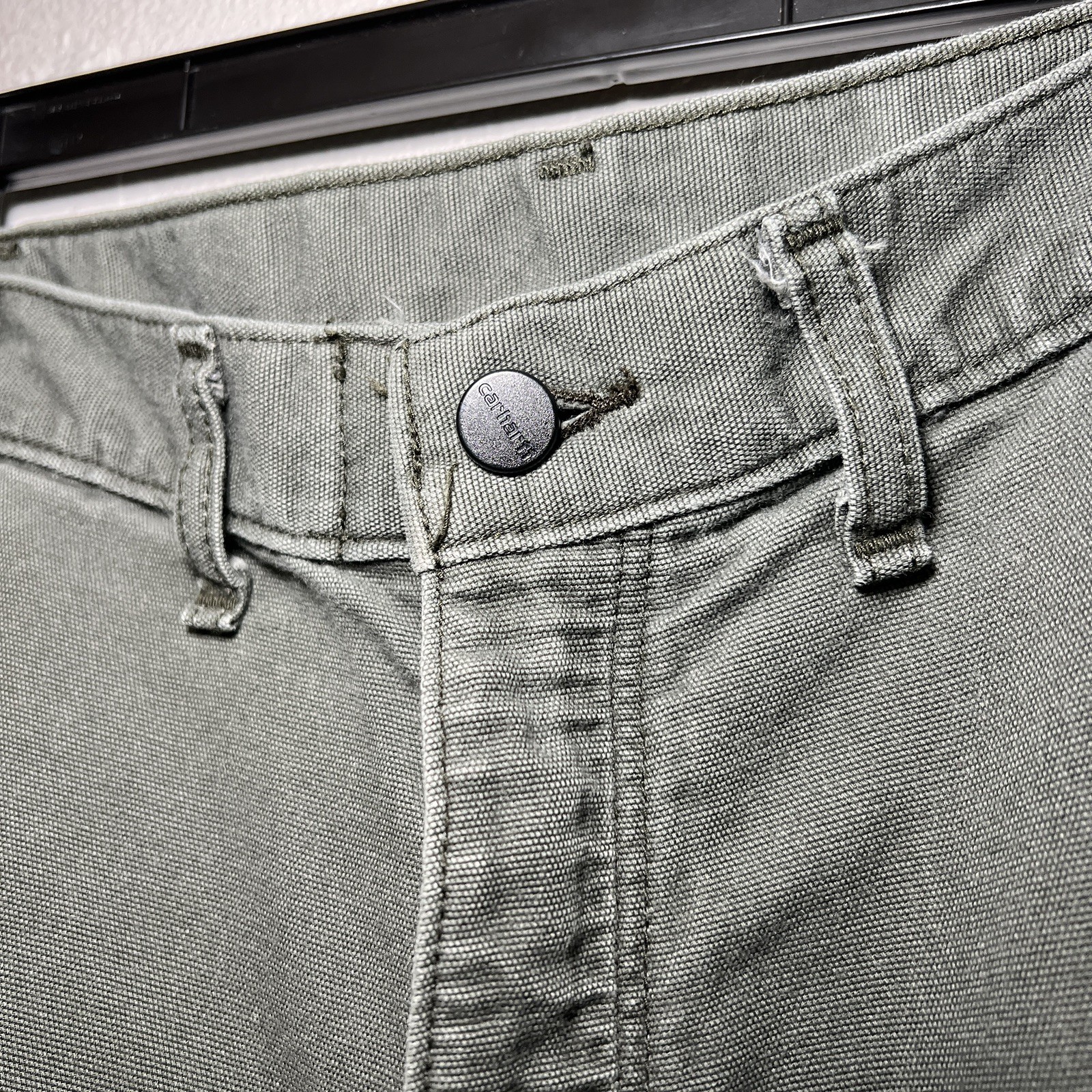 Carhartt FR Midweight Canvas Jean Mens 44×30 Green Pants CAT 2 Loose FRB159-MOS
