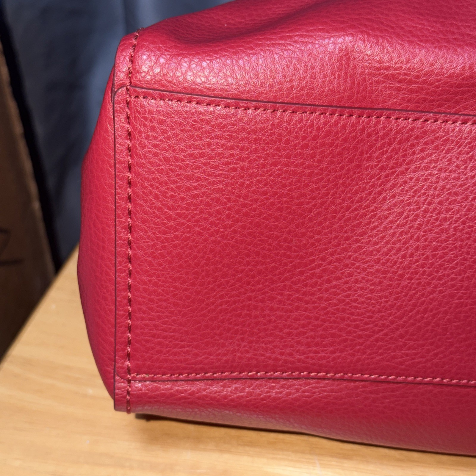 Coach Derby Tote Red Soft Pebbled Leather Shoulder Handbag
