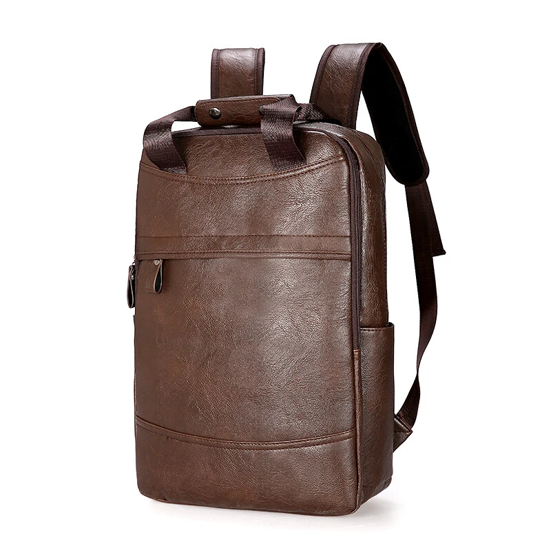 Leather Backpack for Teenage Boys Men Casual Daily School Travel Shoulder Bag