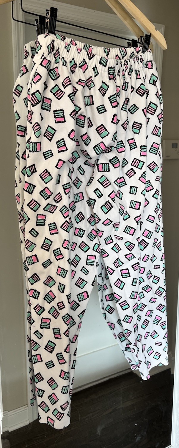 Vintage-Style Custom Homemade Knit “Pop Art” Colorful Print Pants 80’s/90’s