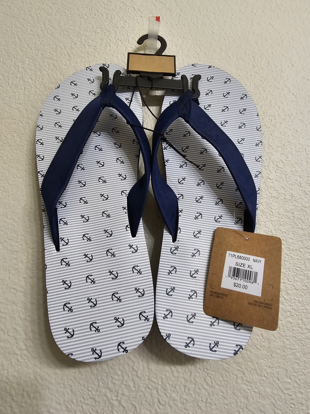 Anchor Beach and Walking Flip-Flops Navy Blue Size XL SUMMER SALE