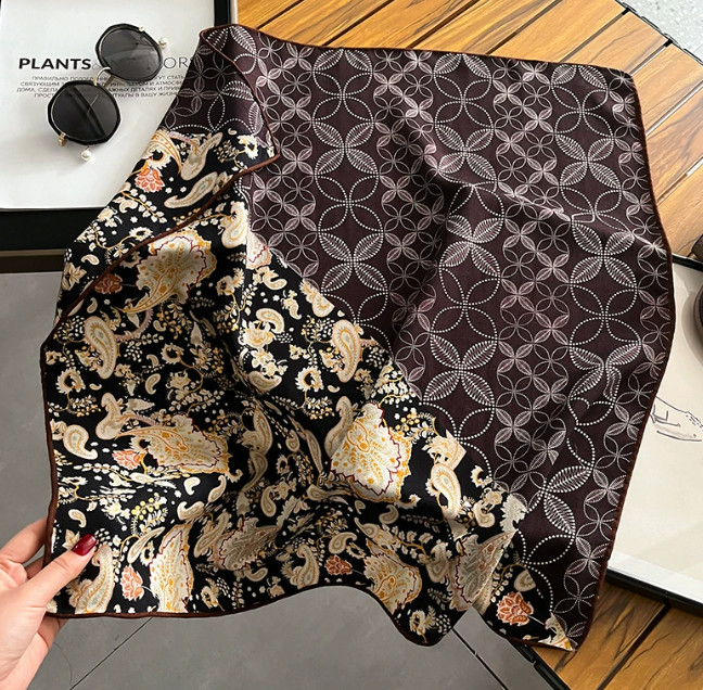 70% Cashmere 30% Silk Neckerchief cashew Print Wrap Scarf Shape Bandana 65X65cm